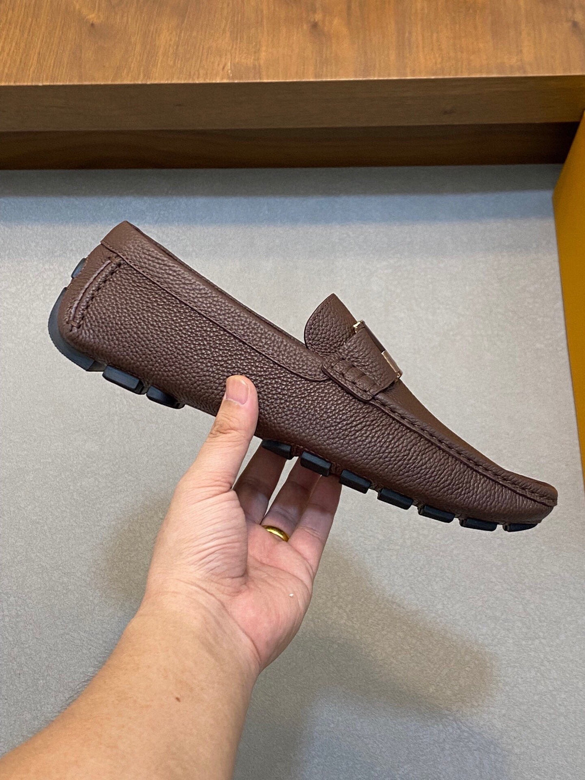 LV LOAFER IN CHOCOLATE BROWN WRINKLE CALFSKIN