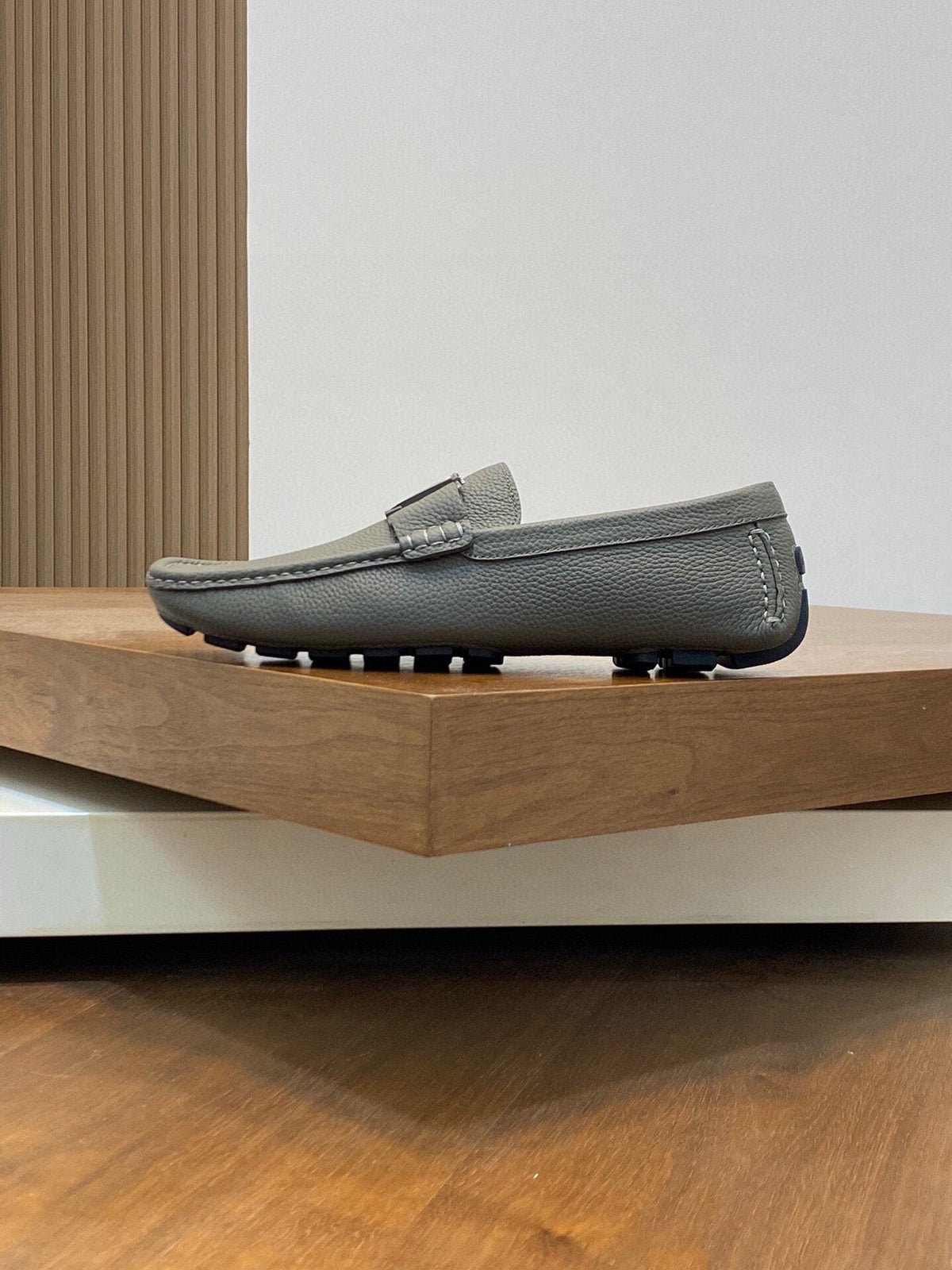 LV LOAFER IN SARDINE GREY WRINKLE CALFSKIN