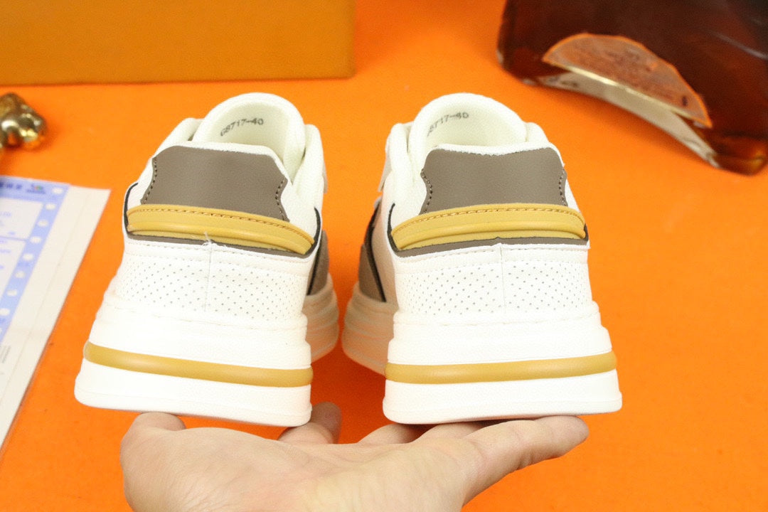 LV TRAINER SNEAKER IN WHITE MIX GREY MESH CALFSKIN