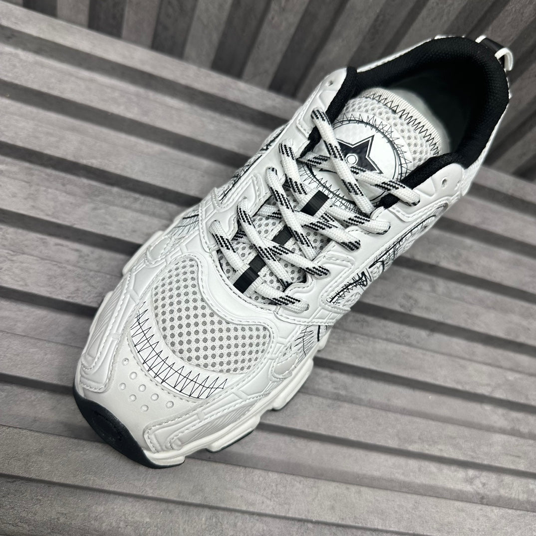 CD CHRONO SNEAKER WHITE AND BLACK CALFSKIN