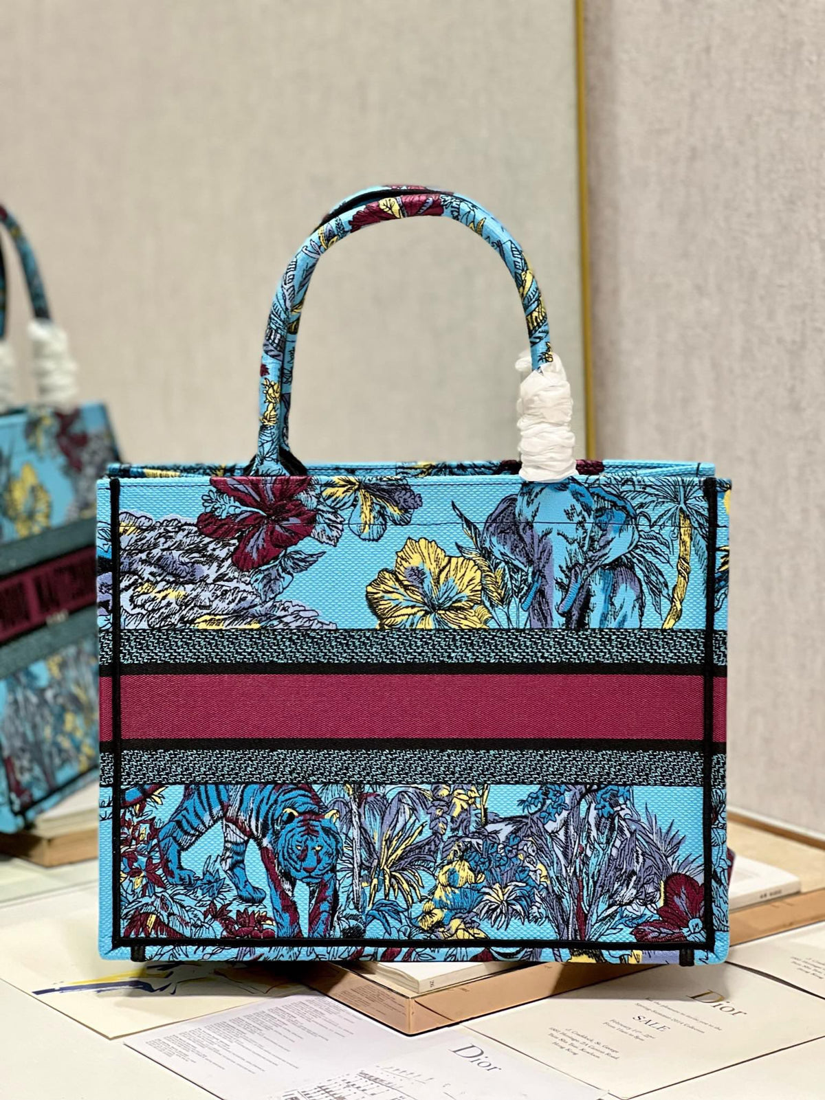 CD Elephant Blue Book Tote 36cm Bag Canvas 336549