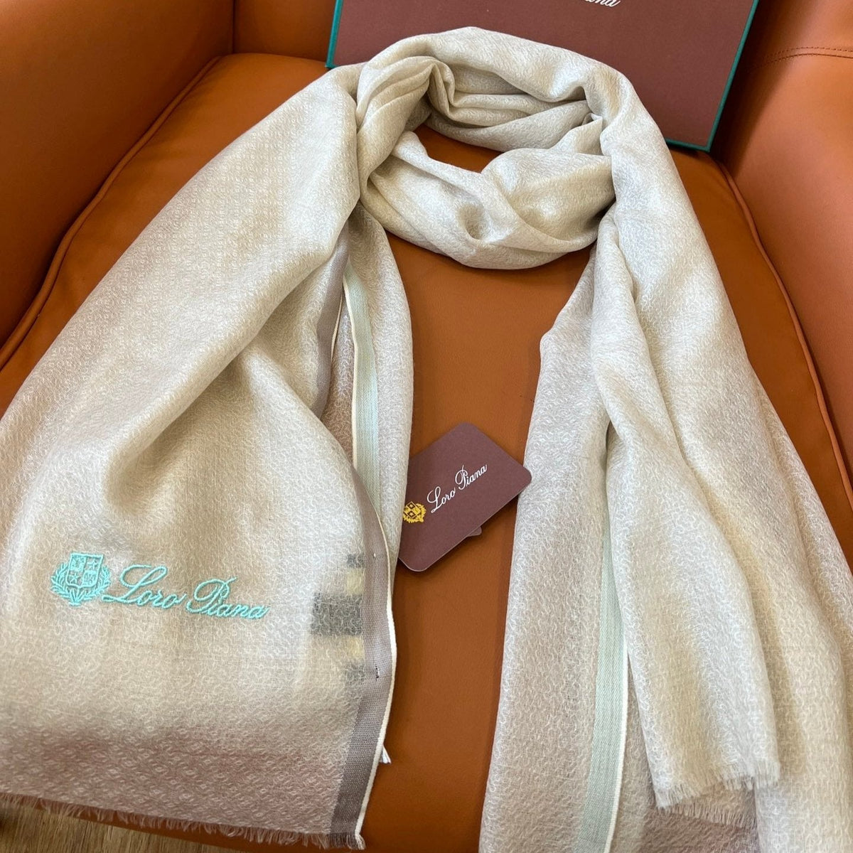 LP Quadrata Rainbow Scarf 210 CM In Beige Thin Silk Woven With Wool 428592