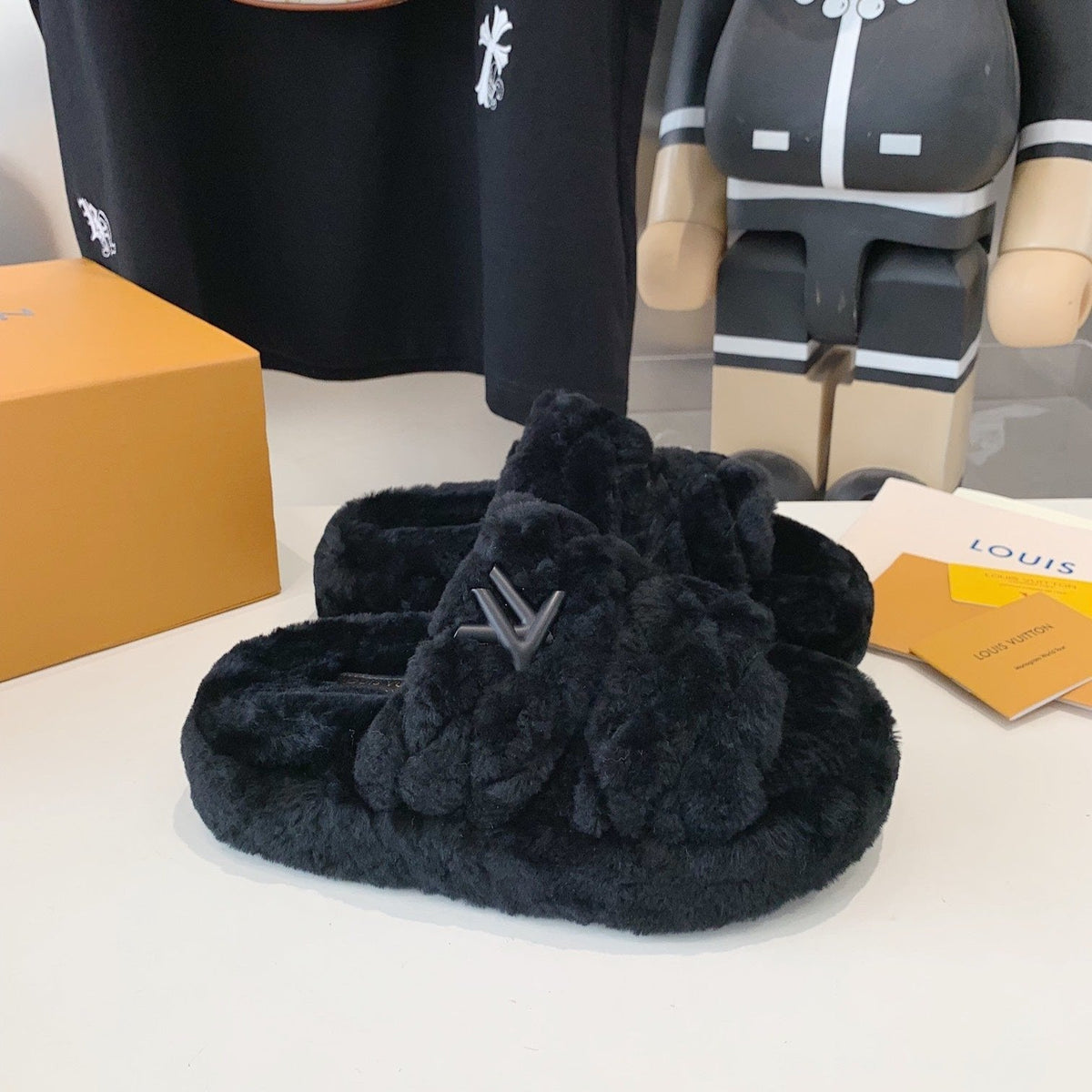 LV Sunset Platform Comfort Mule Black Fleece