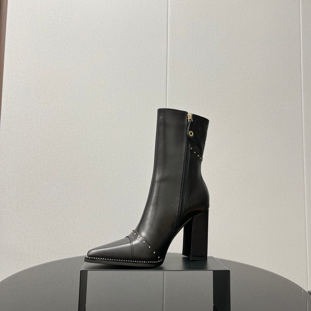 LV Ankle Boot 90mm Black Monogram Cowhide