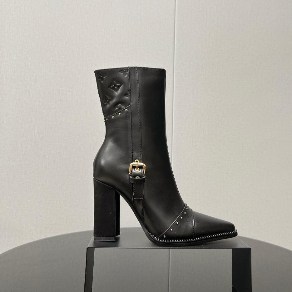 LV Ankle Boot 90mm Black Monogram Cowhide