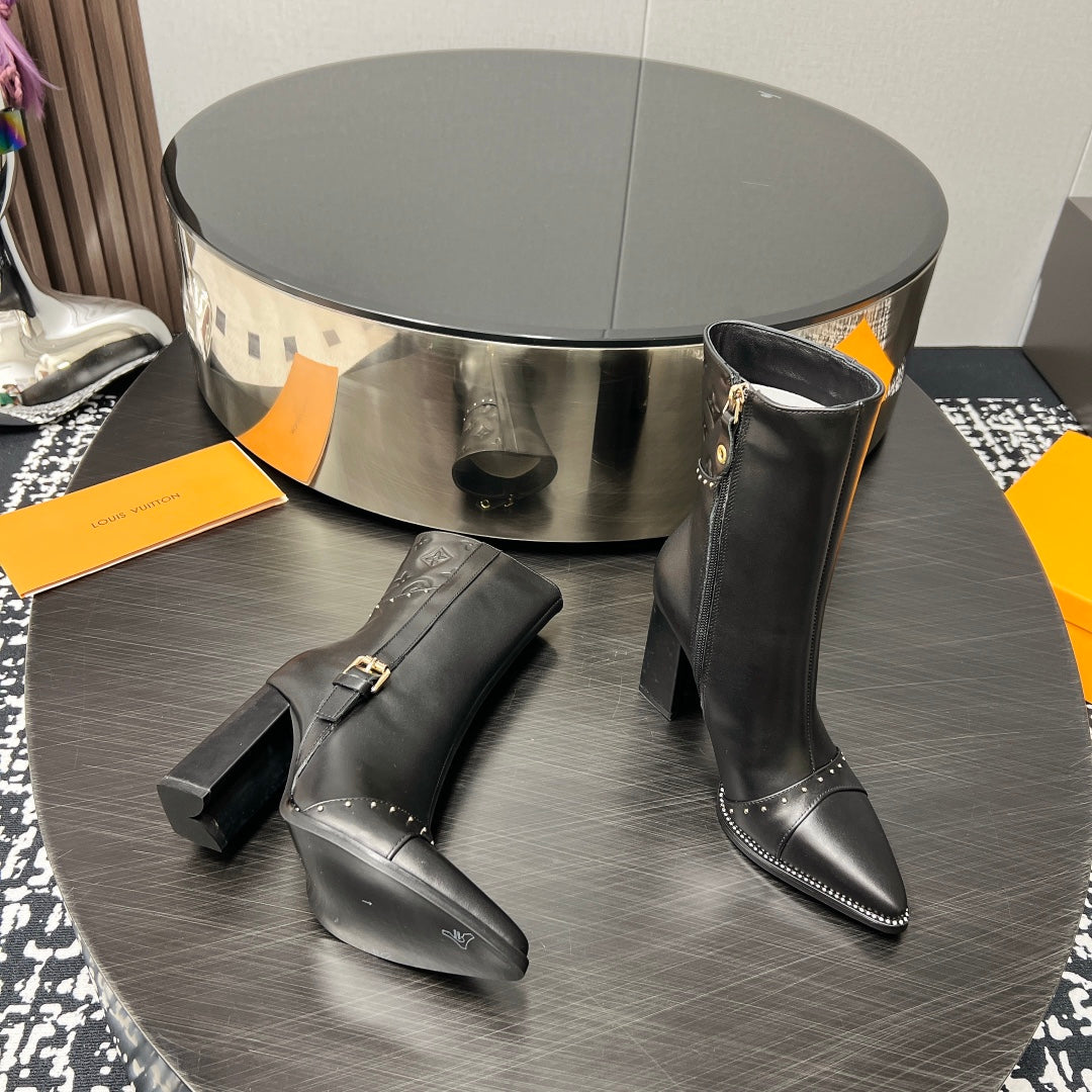 LV Ankle Boot 90mm Black Monogram Cowhide