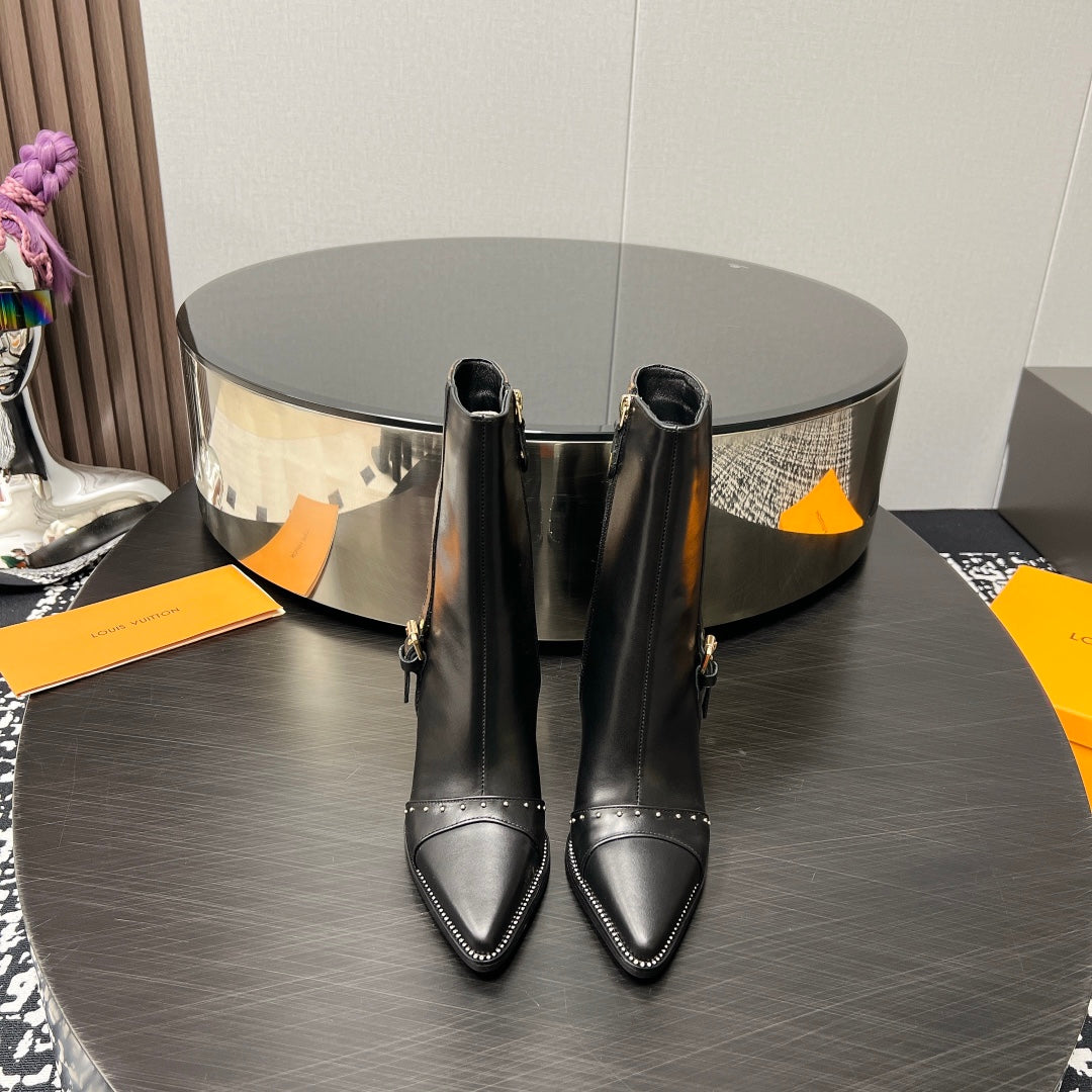LV Ankle Boot 90mm Brown Black Monogram Cowhide