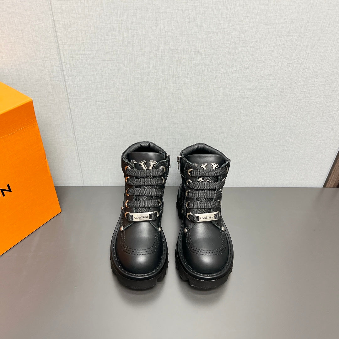 LV Checker Ankle Boot 60mm Black Cowhide