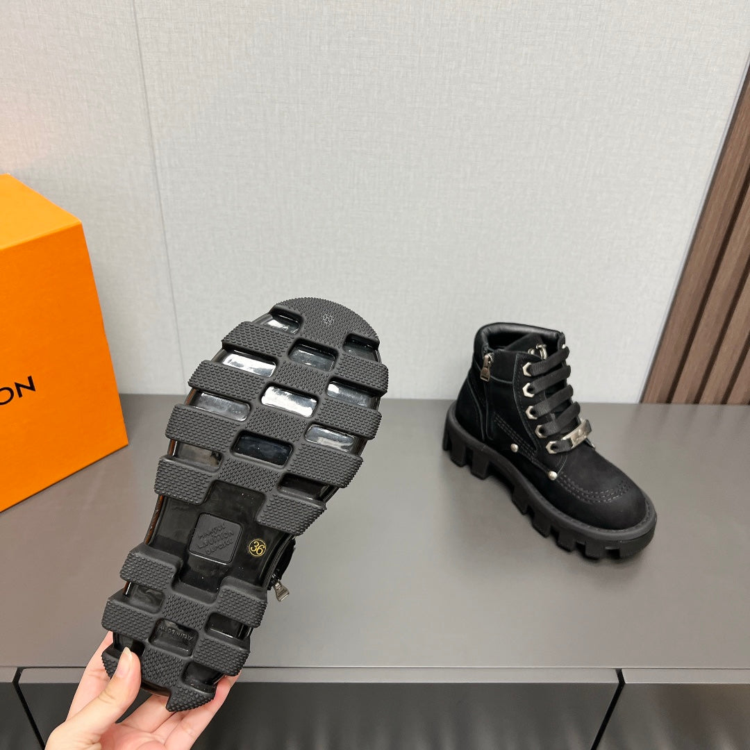 LV Checker Ankle Boot 60mm Black Suede
