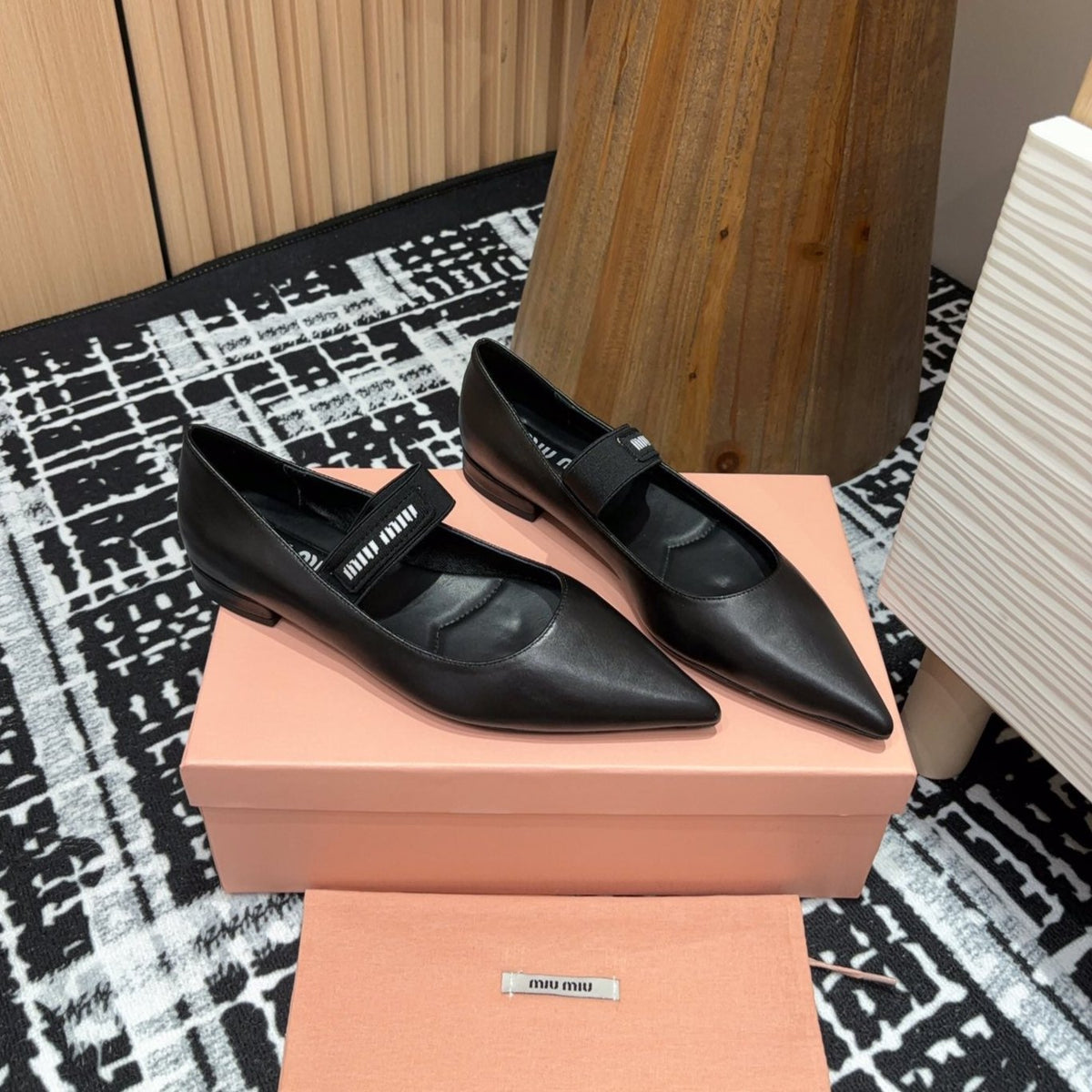 Miu ballerinas Black Sheepskin