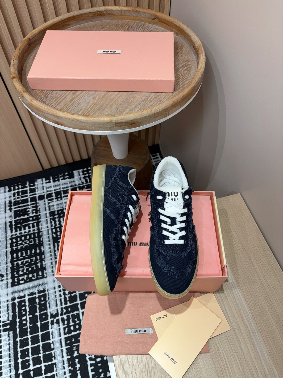 Miu Sneakers In Blue Black Fabric