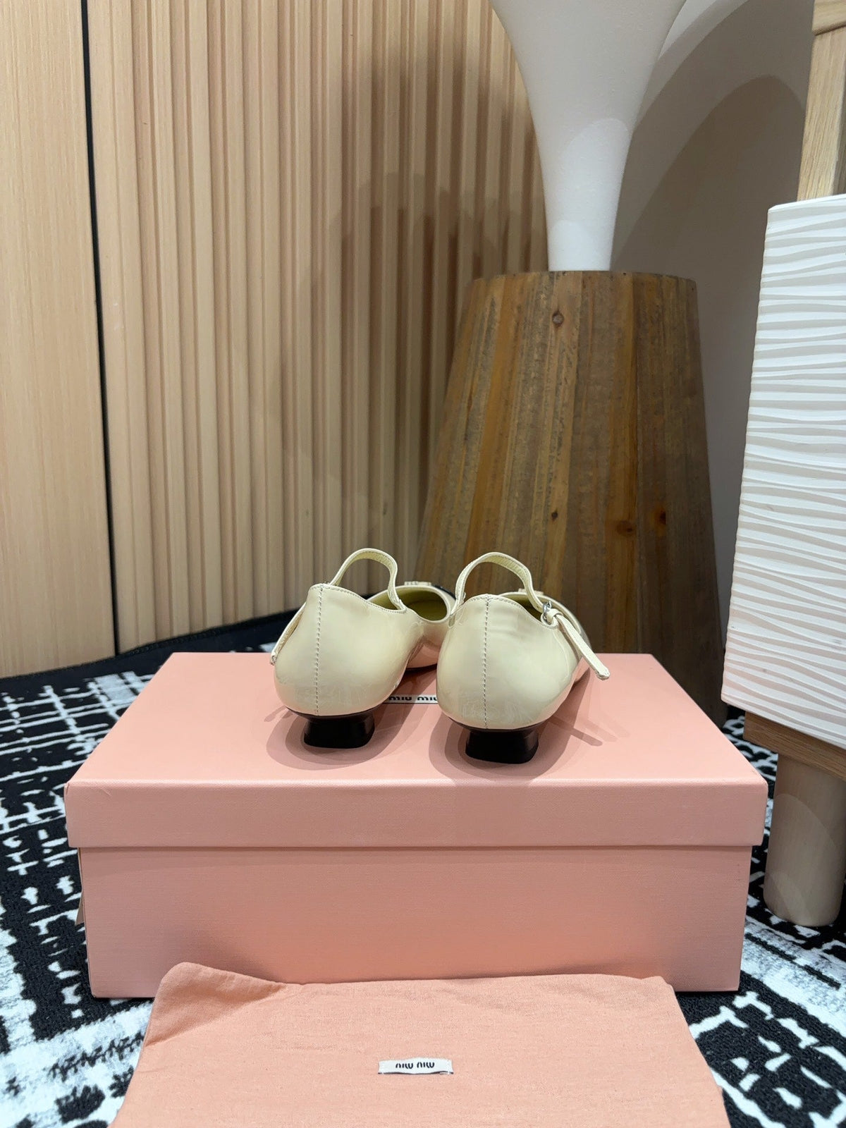 Miu Mary Jane Beige Shiny Lambskin