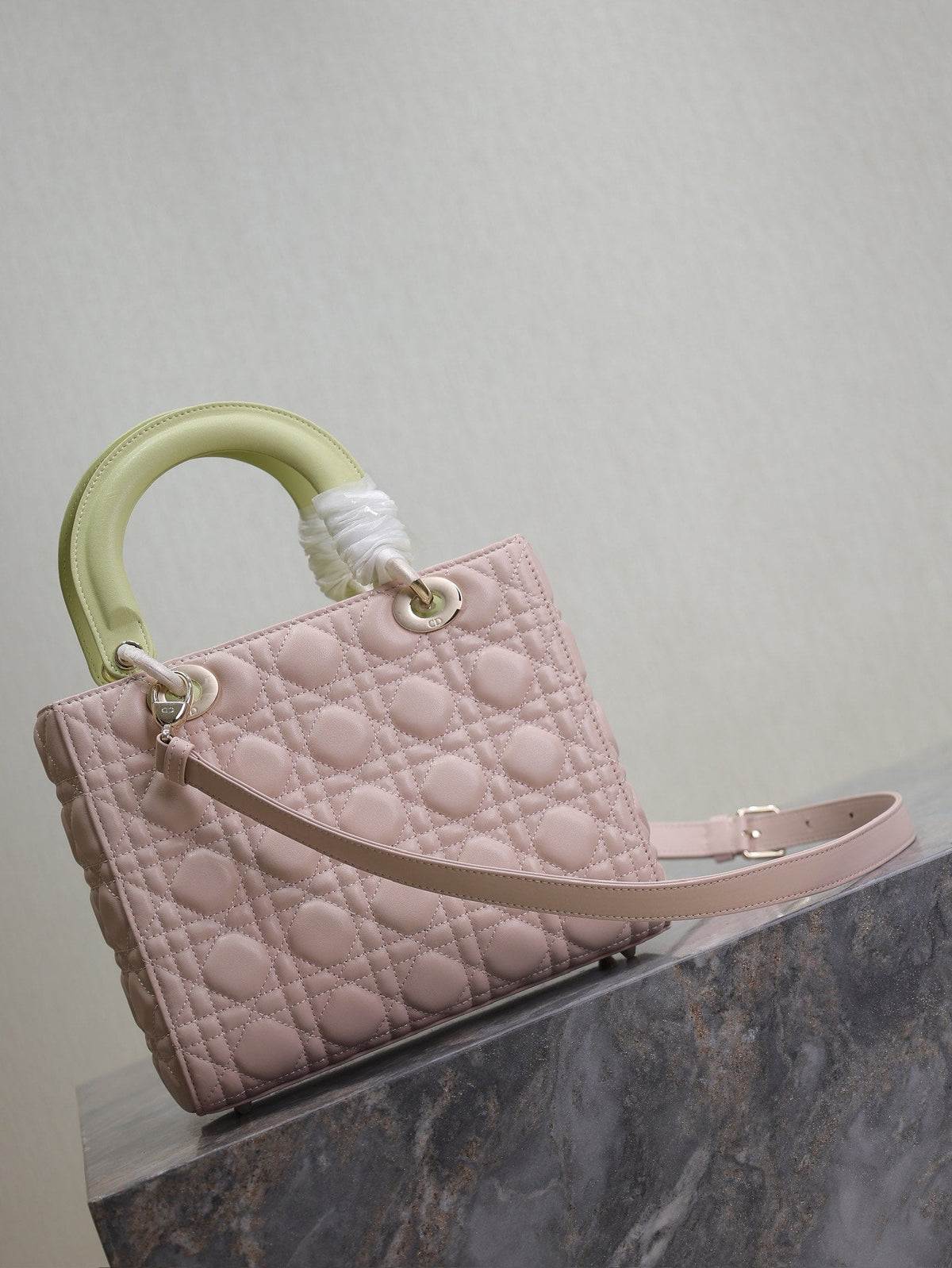 Lady Bag 20cm Pink Pale Green Lambskin
