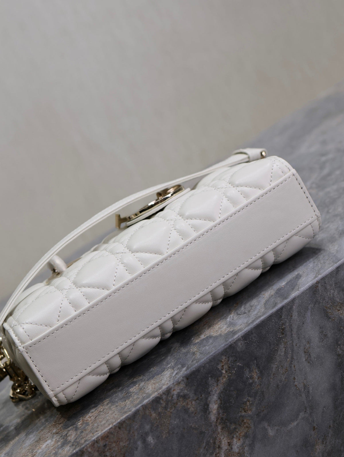Lady D-Joy Bag 22 White Black Lambskin