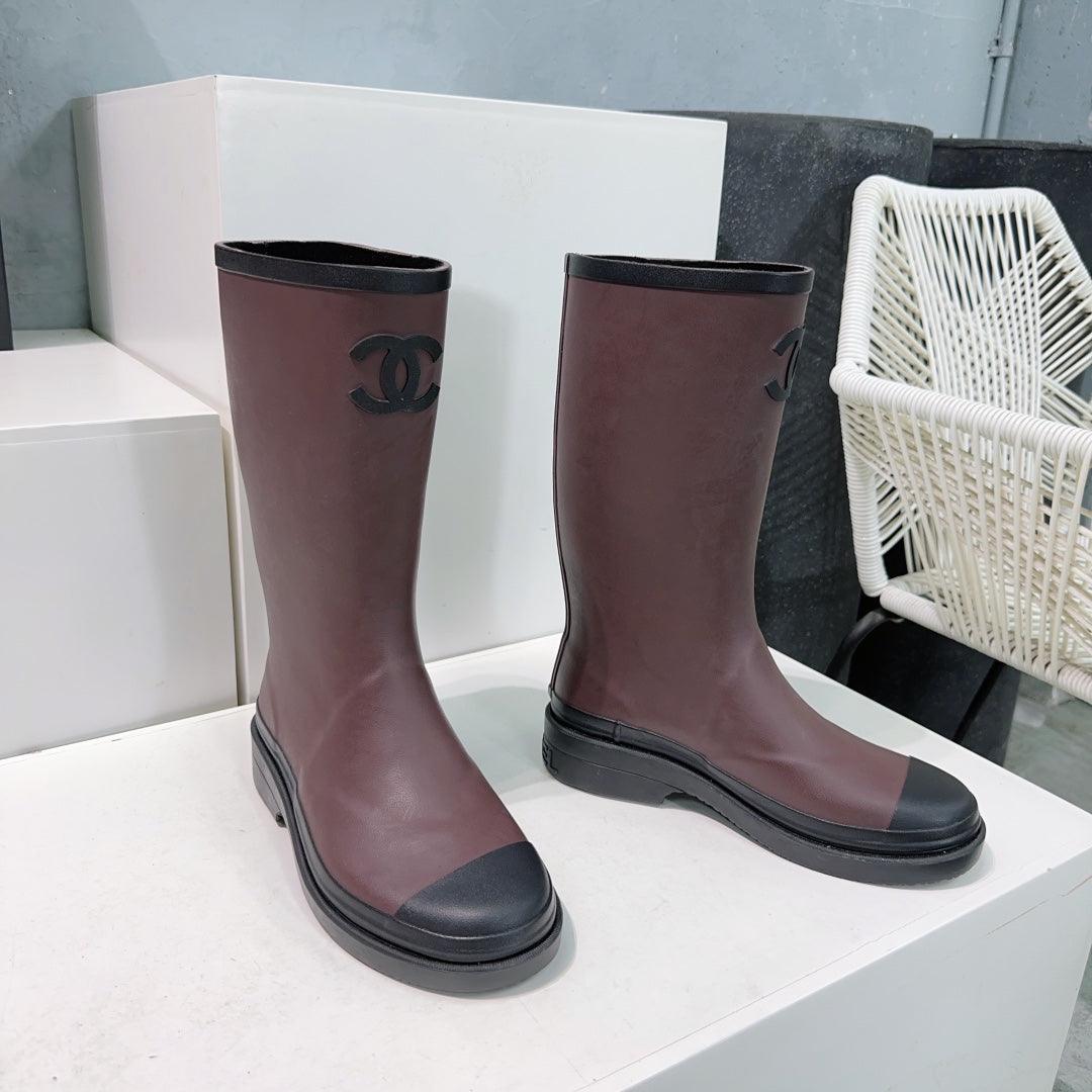 CC Rain Boot Burgundy Black Rubber