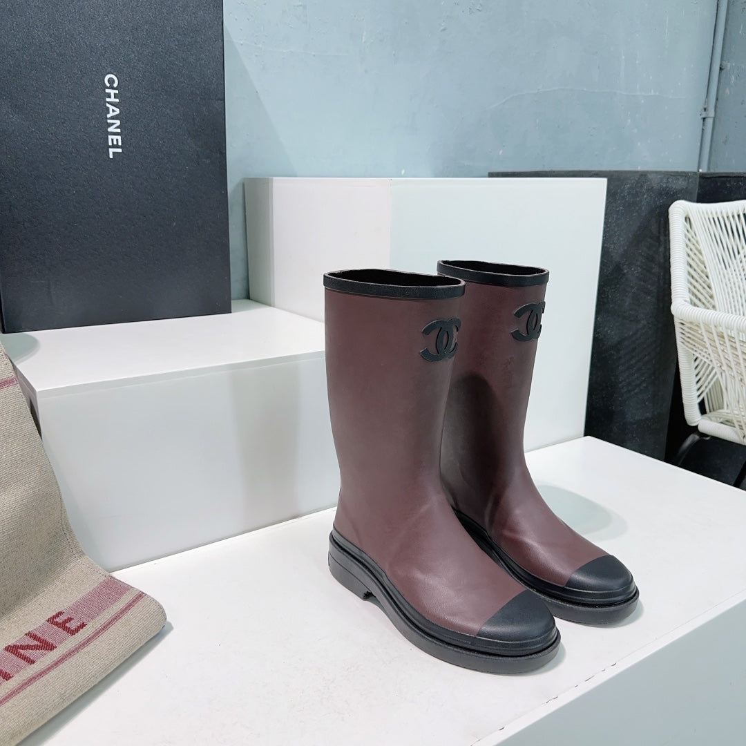 CC Rain Boot Burgundy Black Rubber