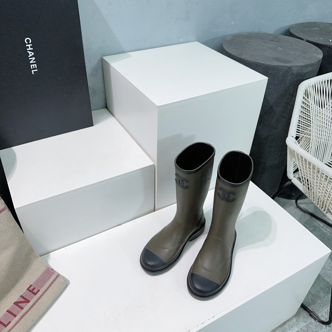CC Rain Boot Olive Black Rubber