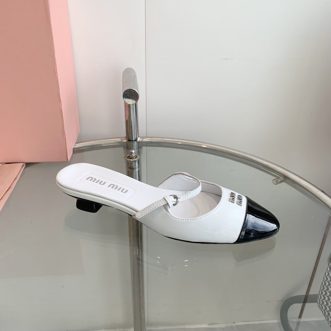 Miu Mules White Cowhide