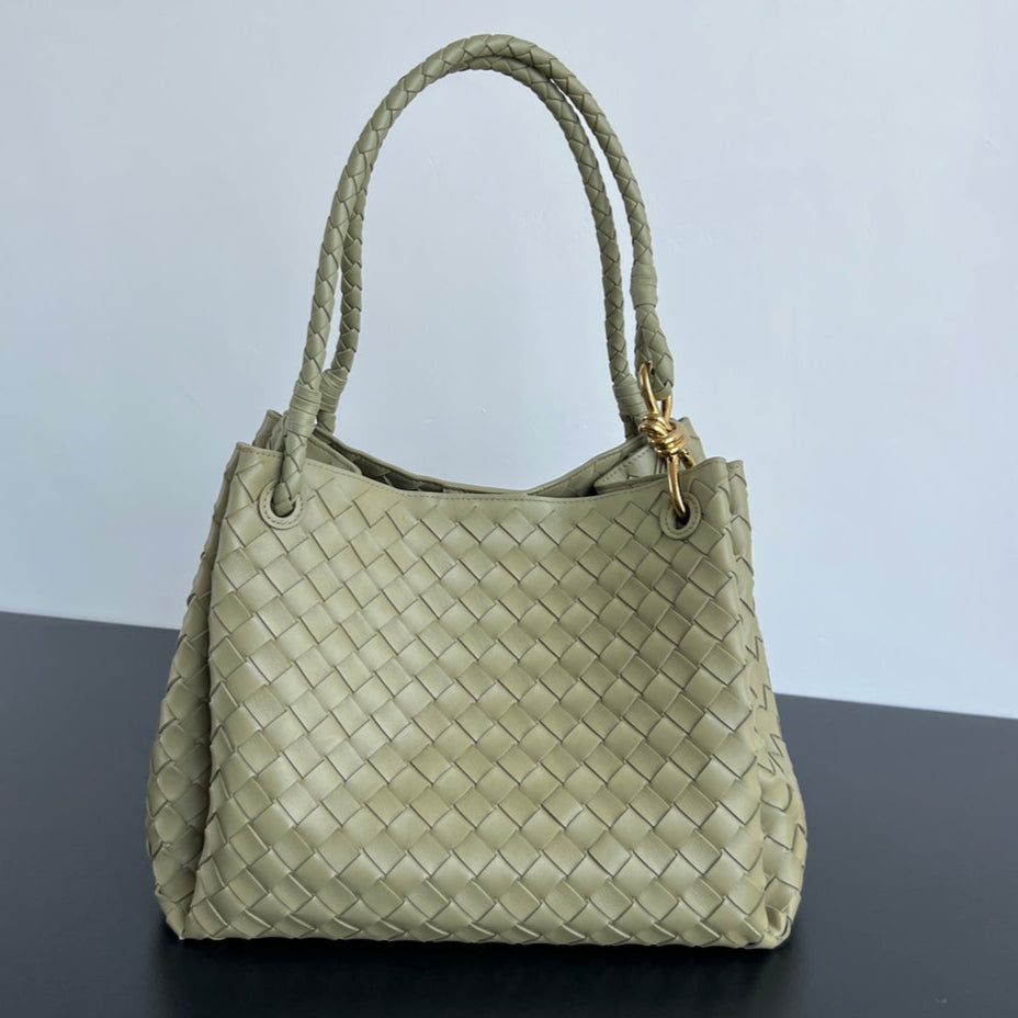 BV Intrecciato 30cm Bag Cave Stone Green Leather 532264