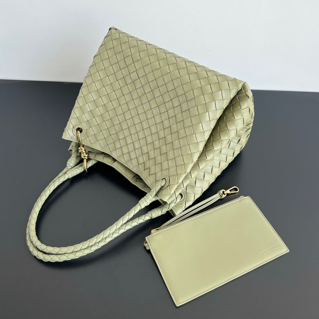 BV Intrecciato 30cm Bag Cave Stone Green Leather 532264