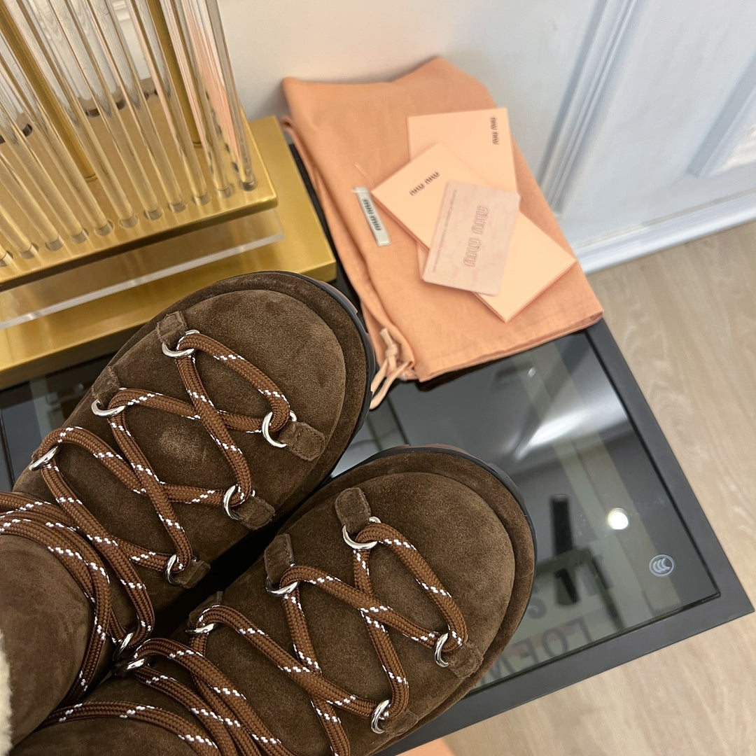Miu Ankle Boots Dark Brown Suede