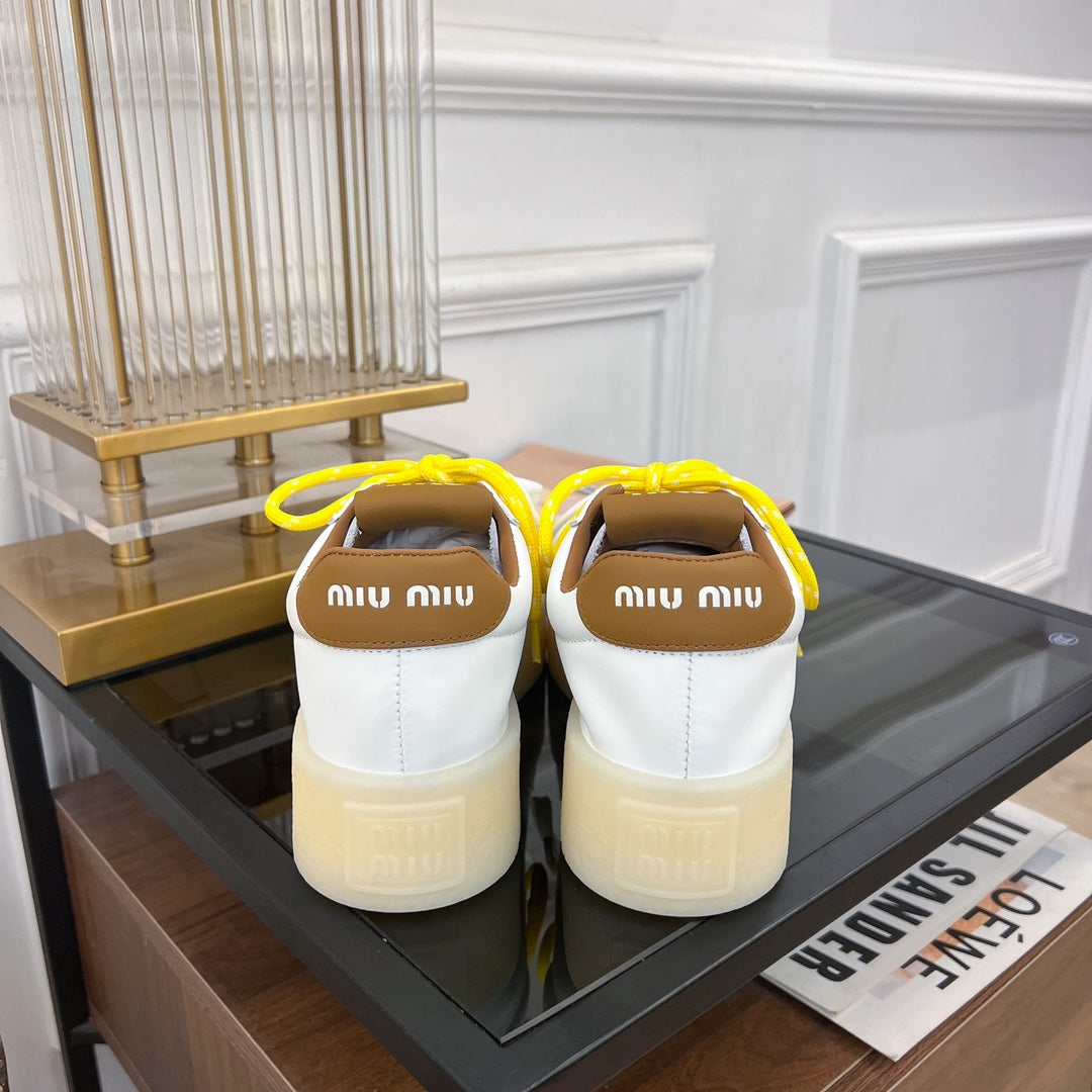 Miu Sneakers White Mix Gold Wire Cowhide