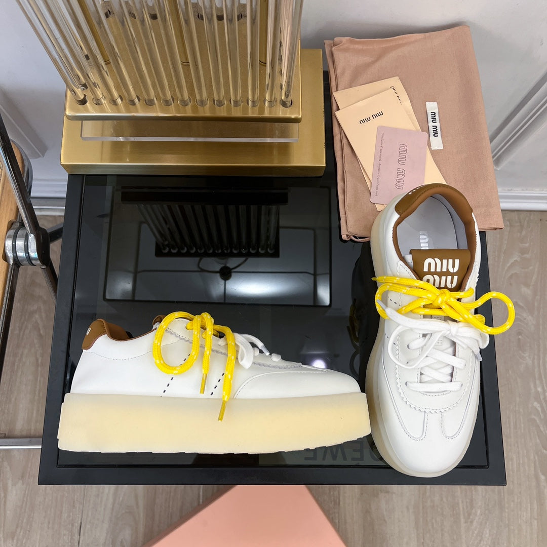 Miu Sneakers White Mix Gold Wire Cowhide