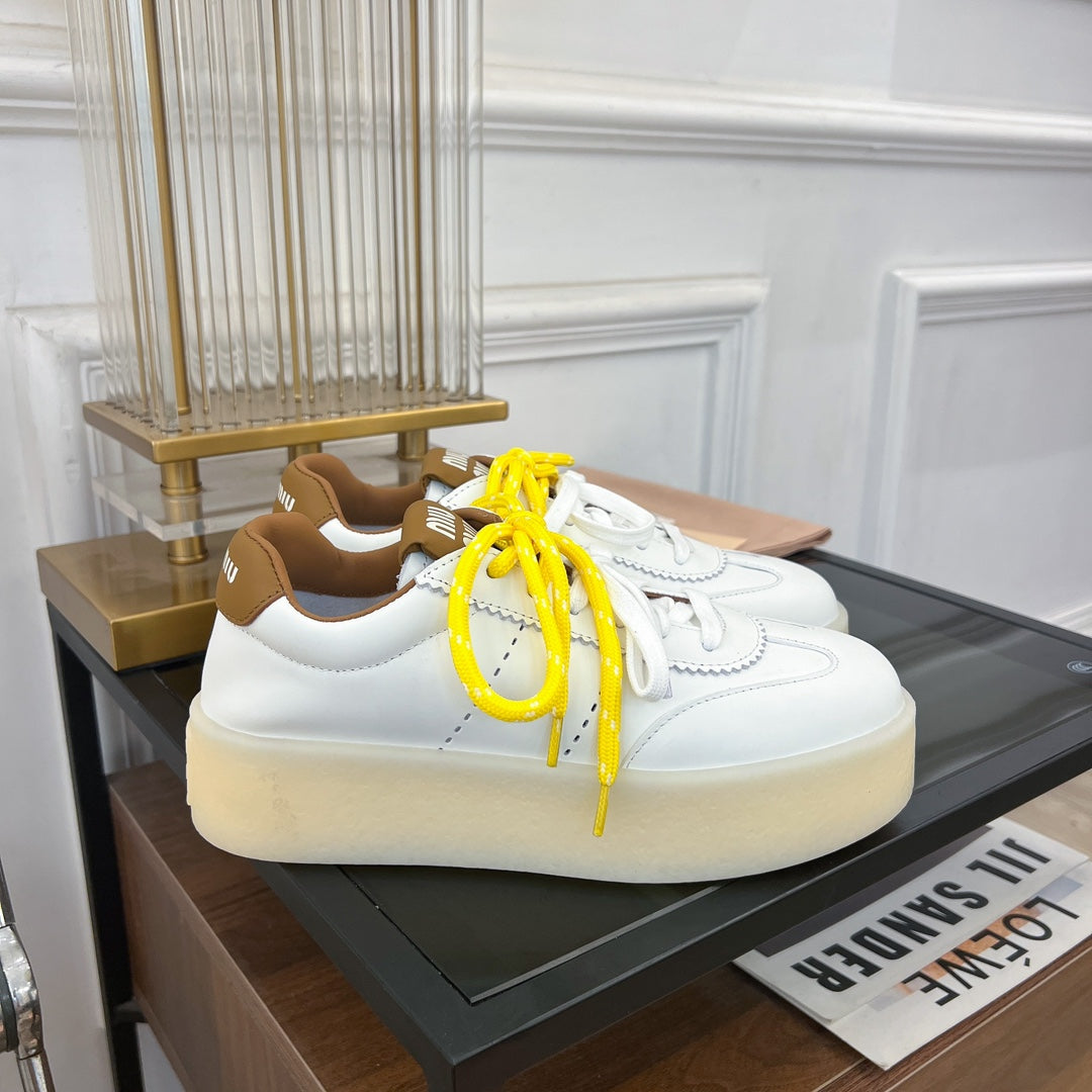 Miu Sneakers White Mix Gold Wire Cowhide