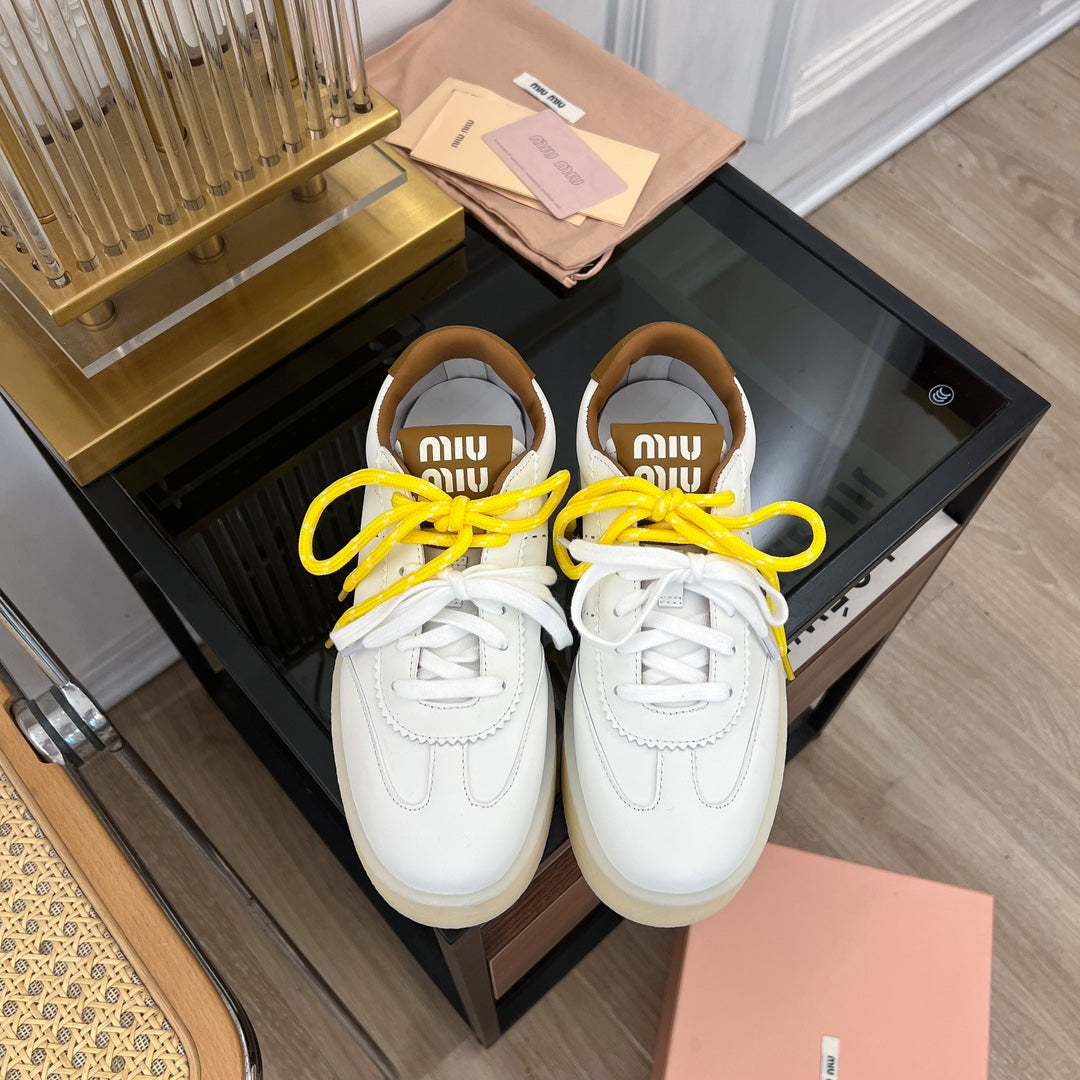 Miu Sneakers White Mix Gold Wire Cowhide