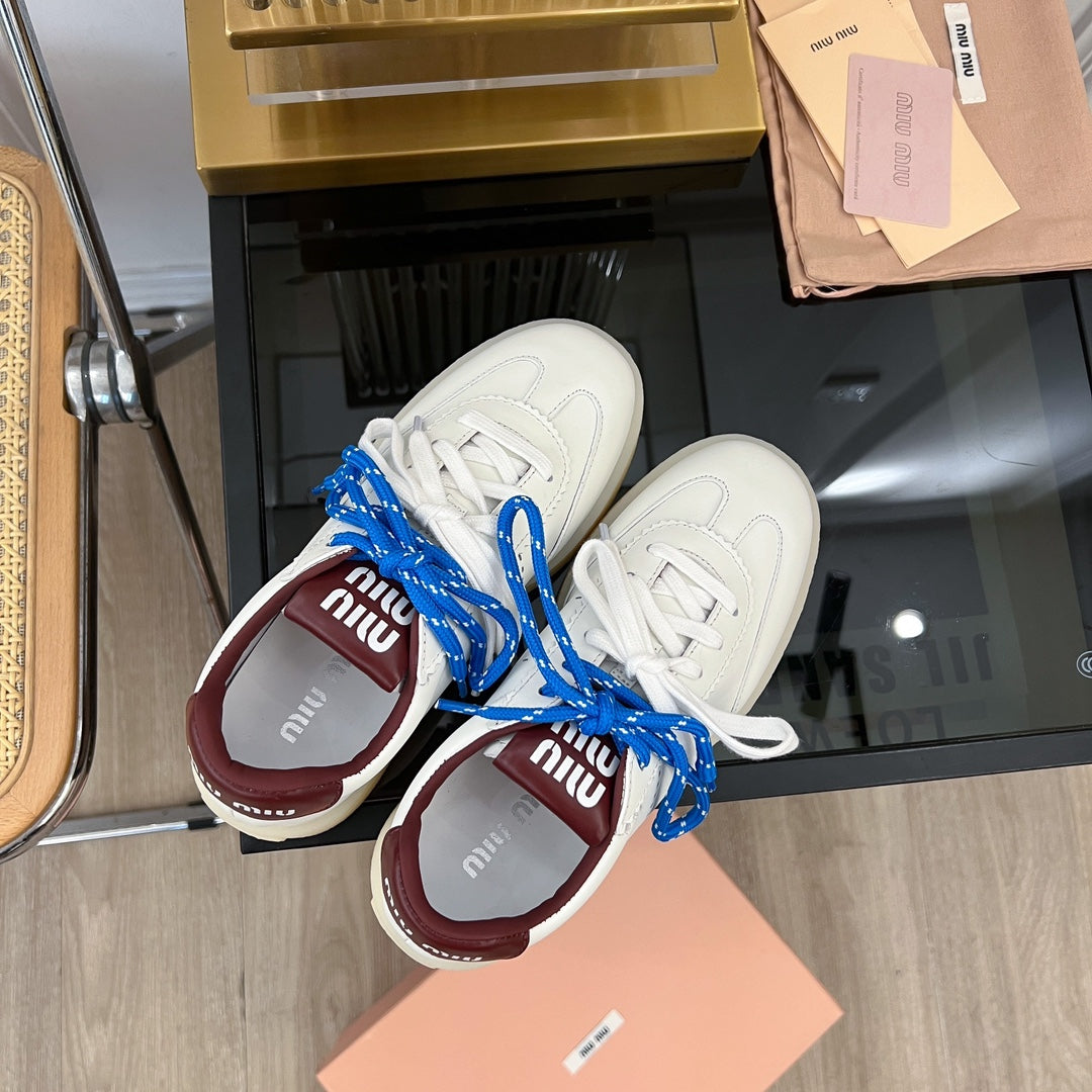 Miu Sneakers White Mix Blue Straps Cowhide