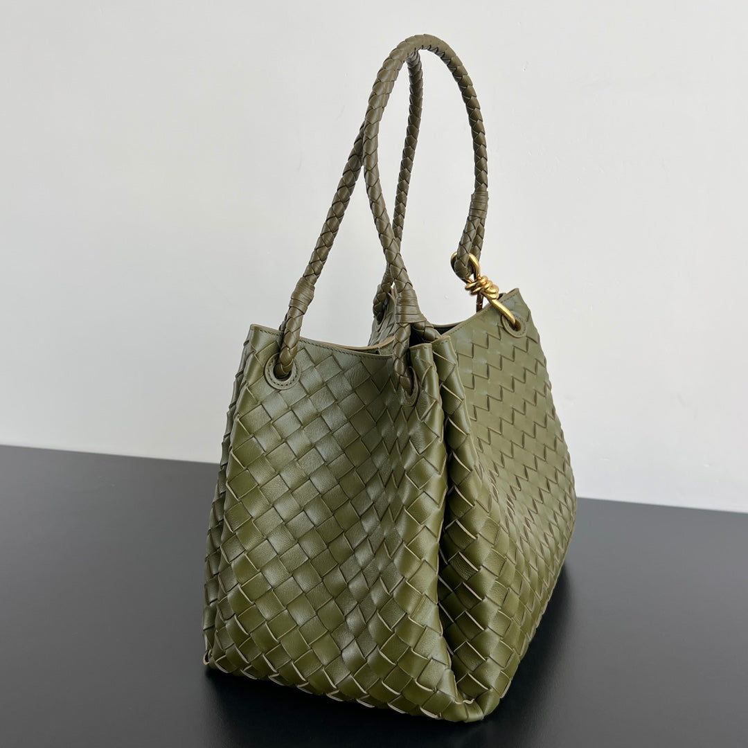 BV Intrecciato 30cm Bag Olive Green Leather 532266