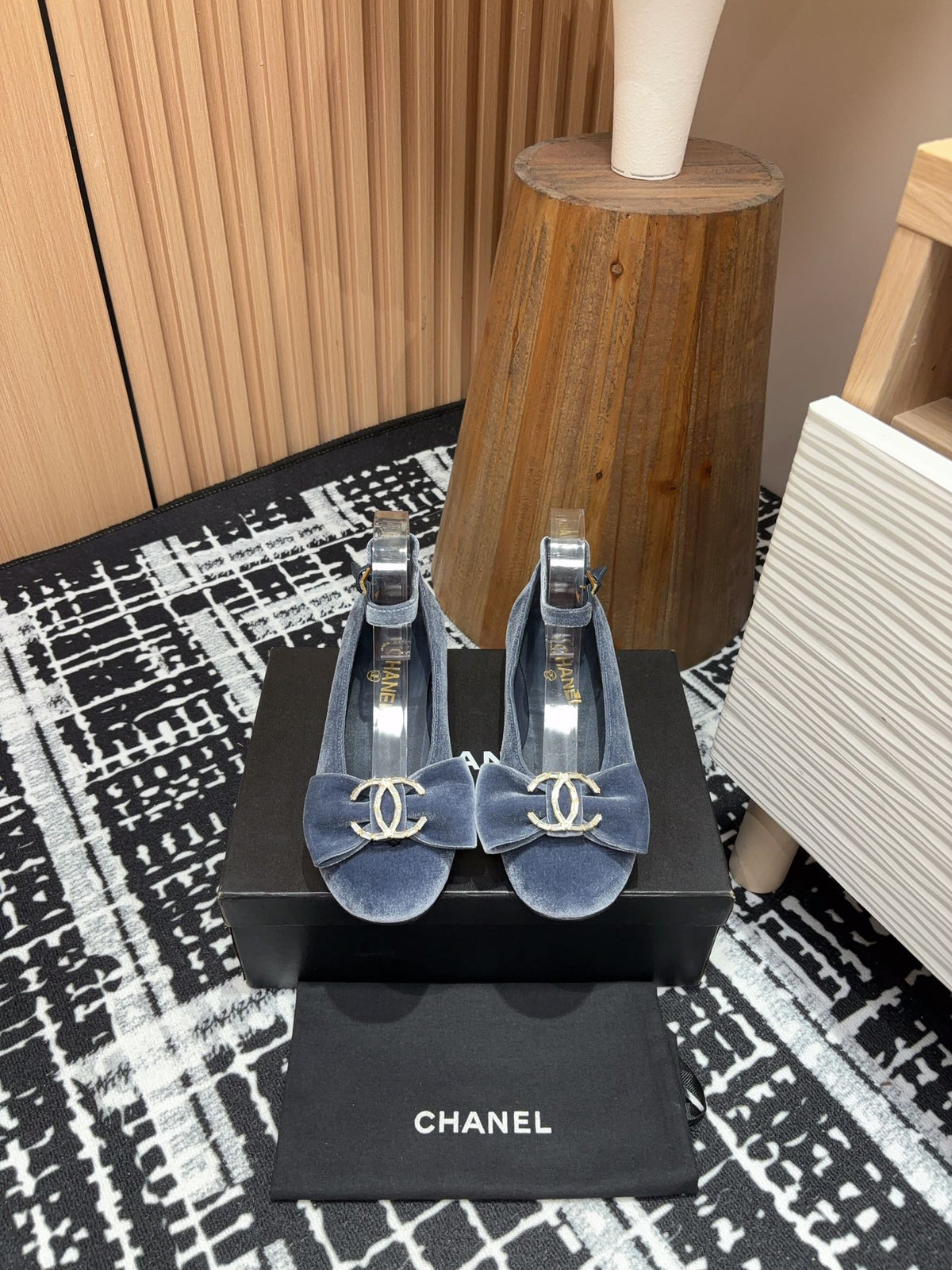 CC Mary Jane Light Blue Bow Tie Velvet And Lambskin