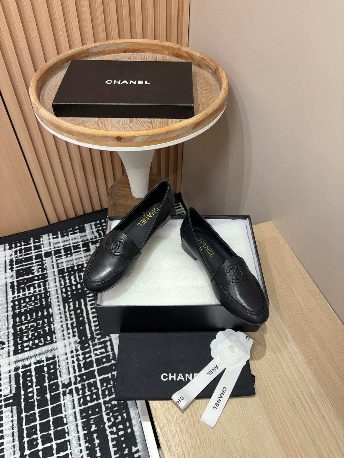 CC Moccasins Plain Black Lambskin