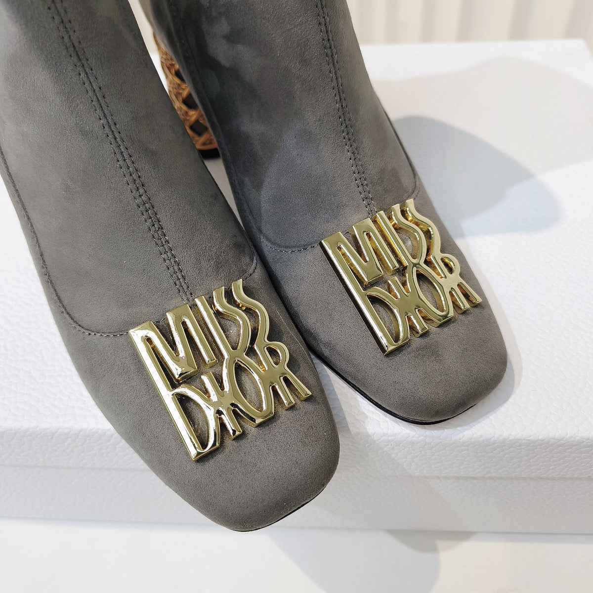 Miss Dior Ankle Boots 80mm Grey Suede 111378