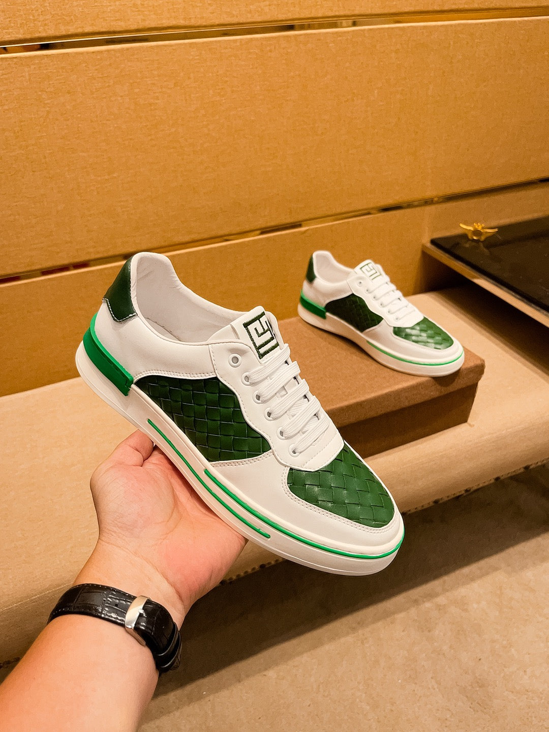 GG Men's Sneaker Green Cowhide 444492
