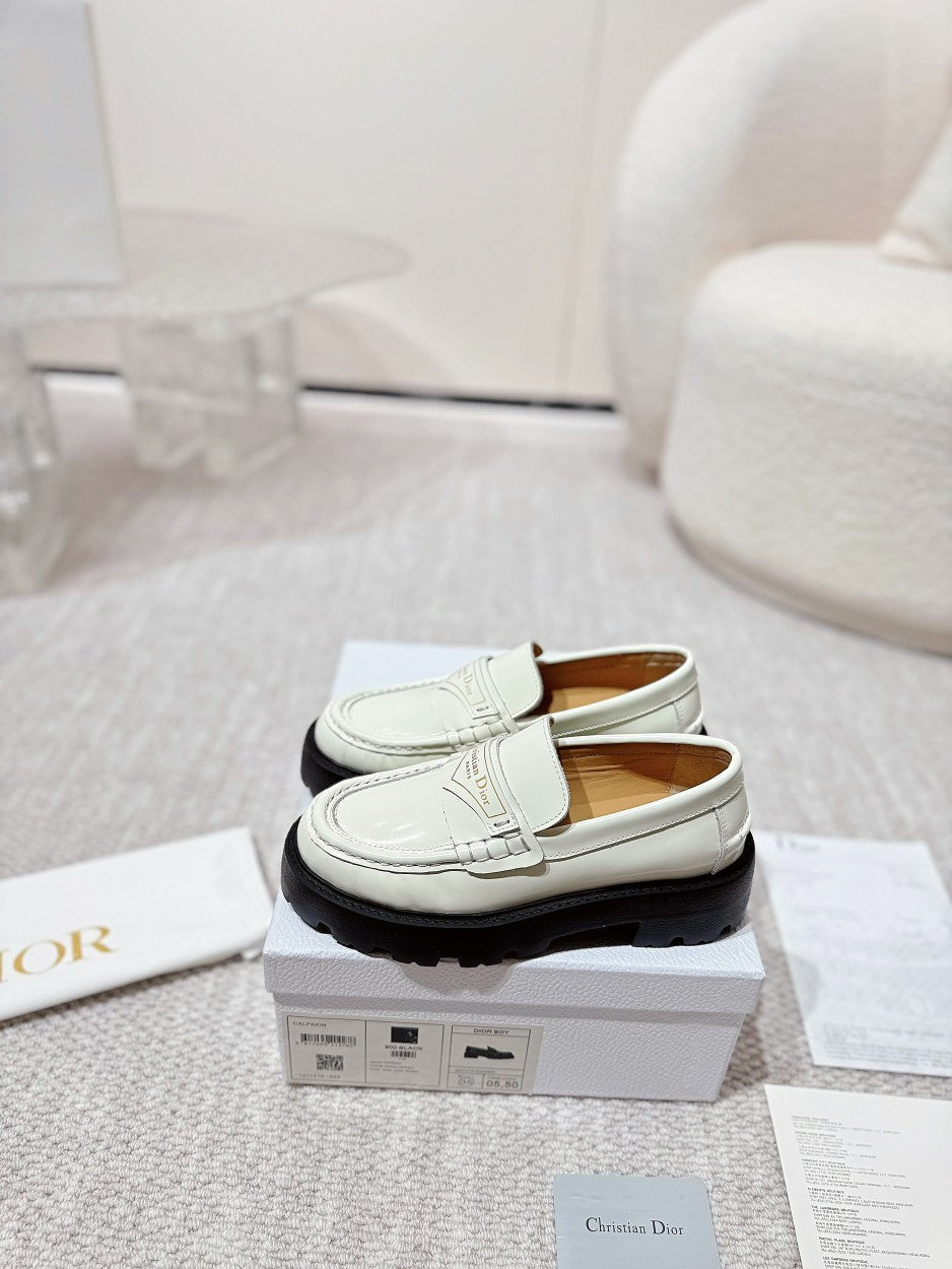 CD Boy Platform Loafer In White Cowhide 988790