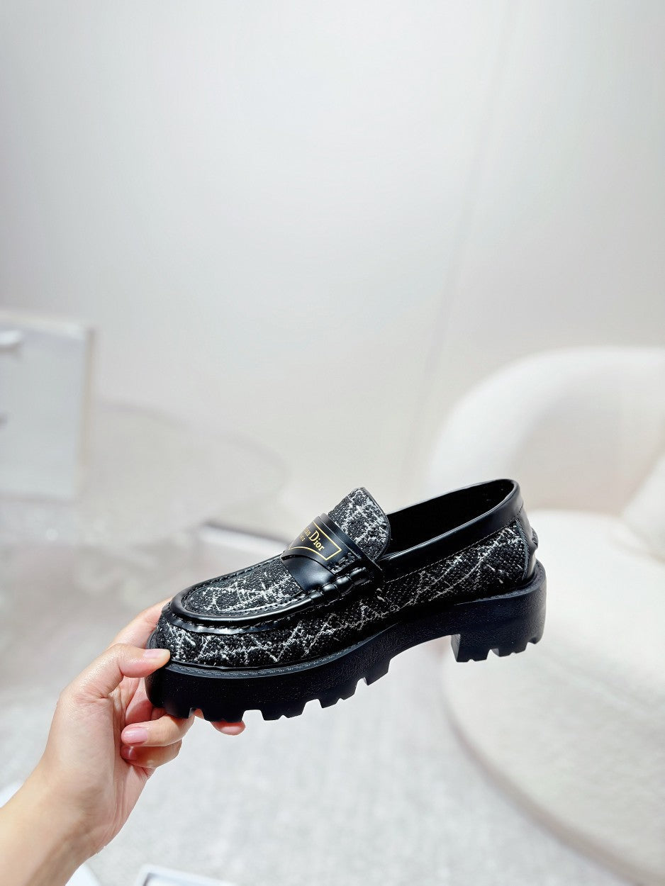 CD Boy Platform Loafer In Black Tweed Fabric  988792