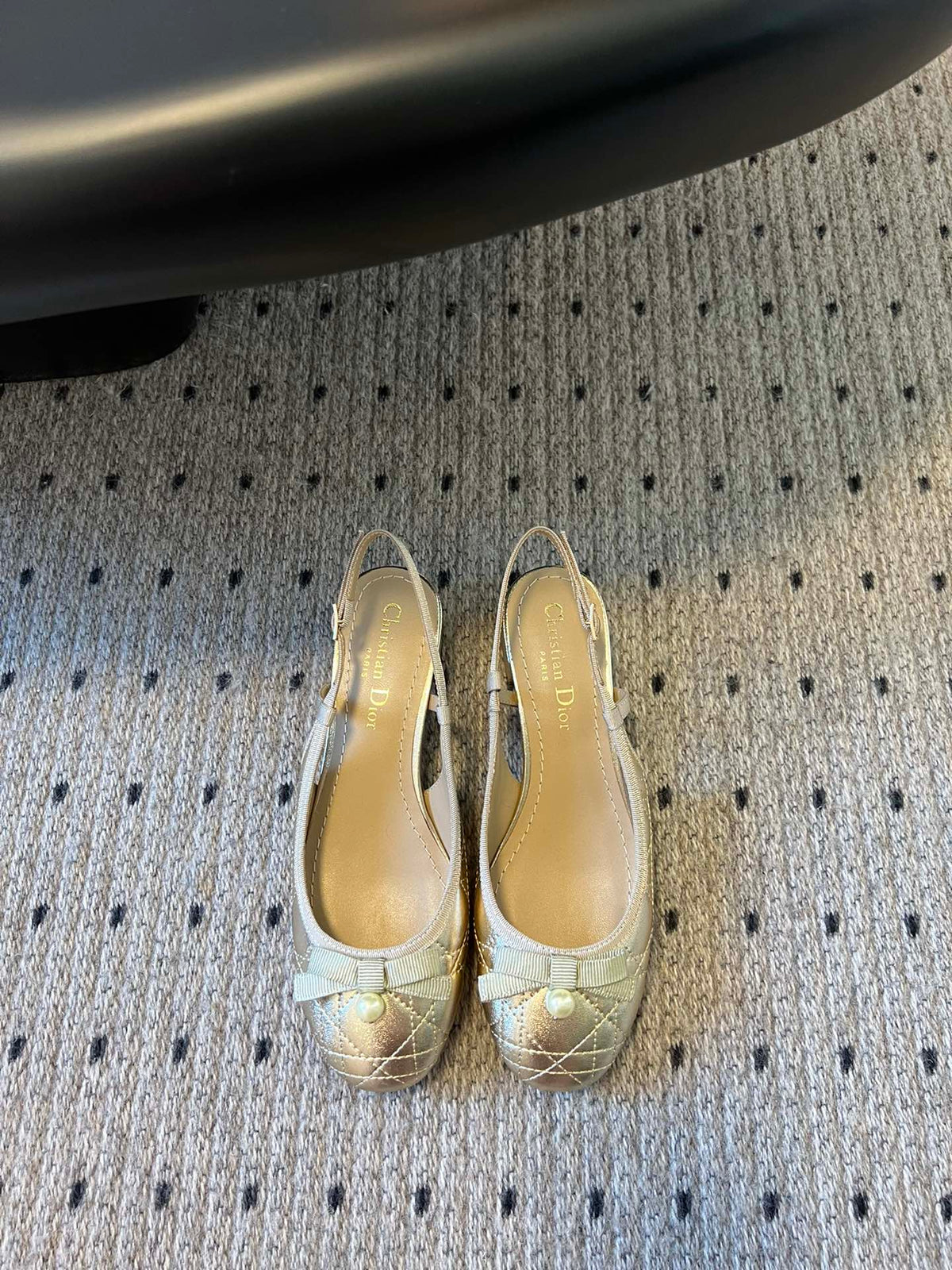 CD Ballet Slingback Pump 35mm In Gold Quilted Calfskin 997273