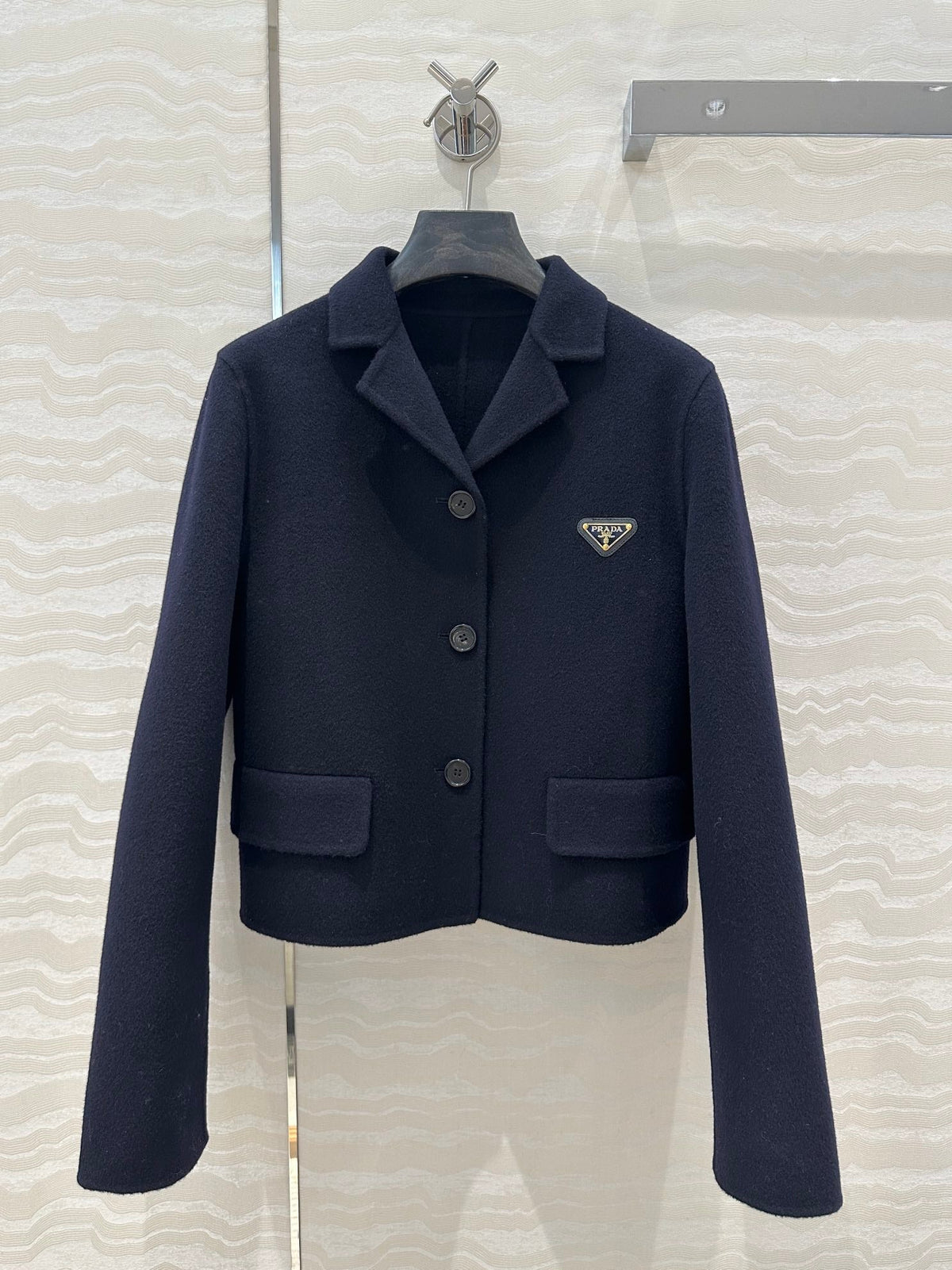 Prada Jacket Navy Blue Wool Cashmere