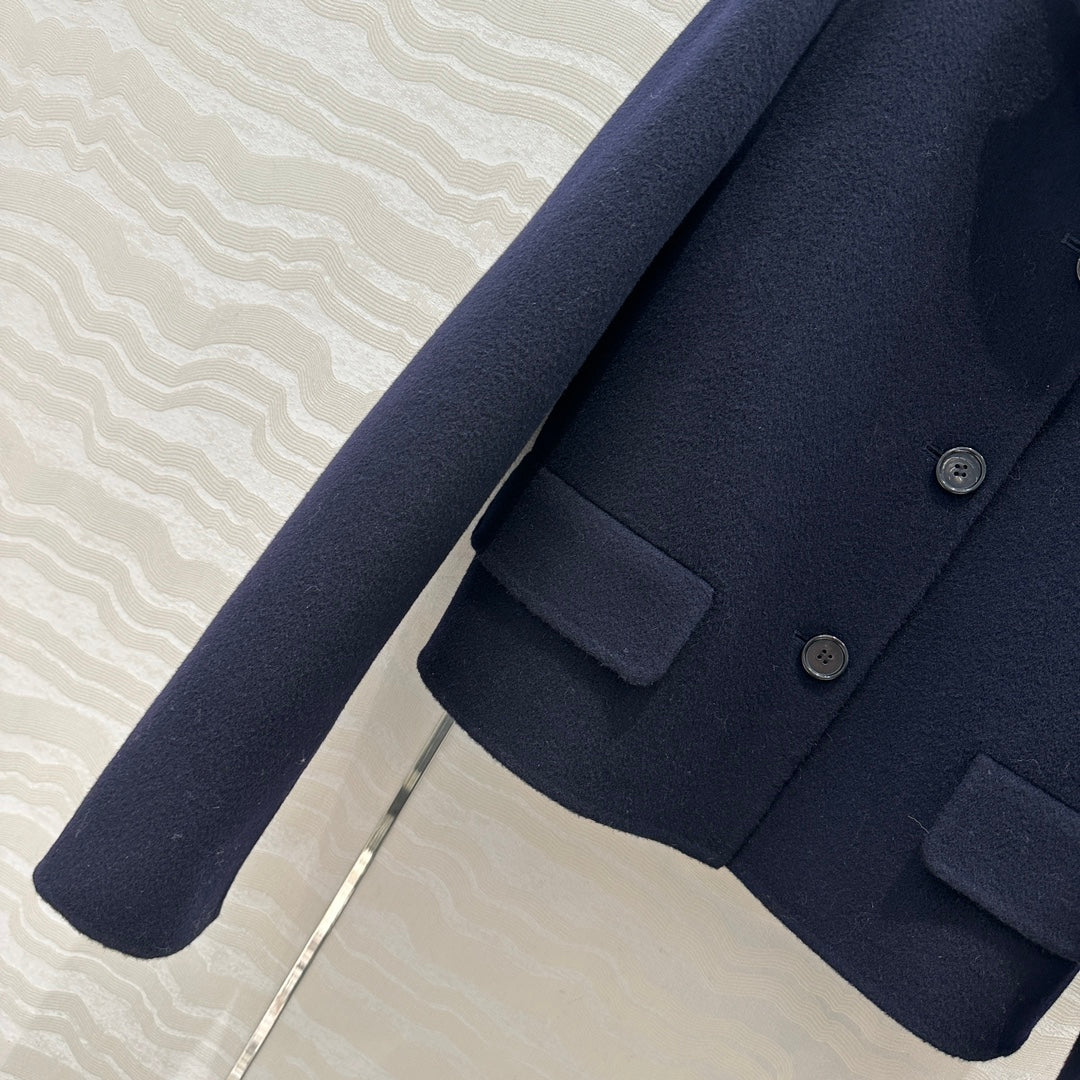 Prada Jacket Navy Blue Wool Cashmere