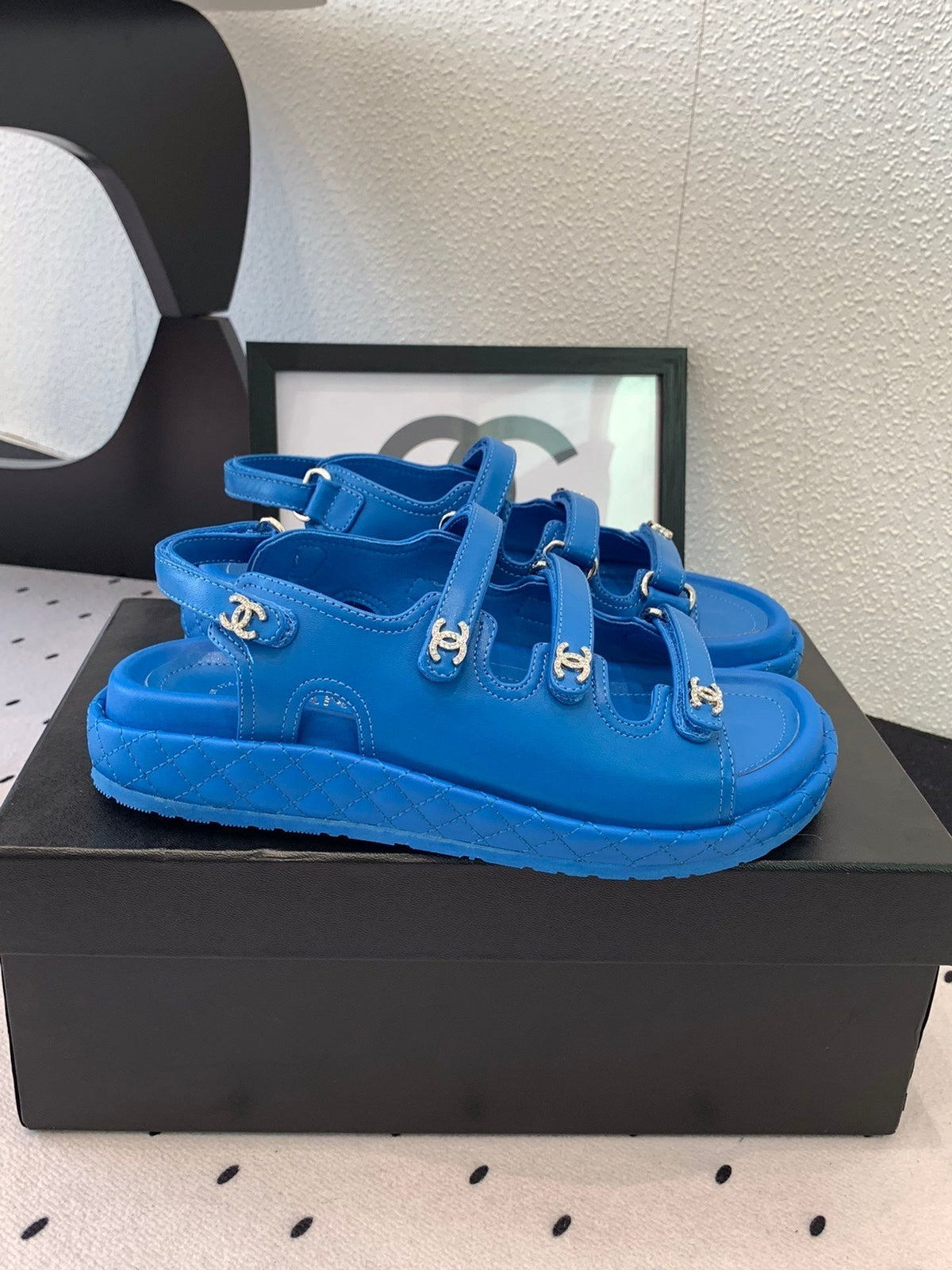 CC Sandals In Blue Lambskin 146998