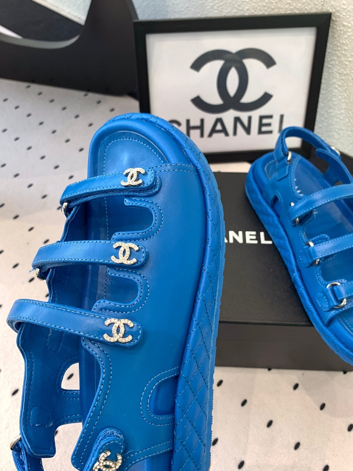 CC Sandals In Blue Lambskin 146998