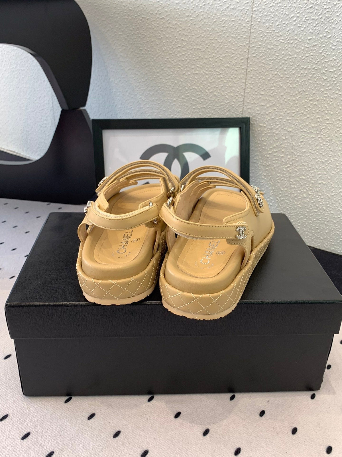 CC Sandals In Dark Beige Lambskin 146999