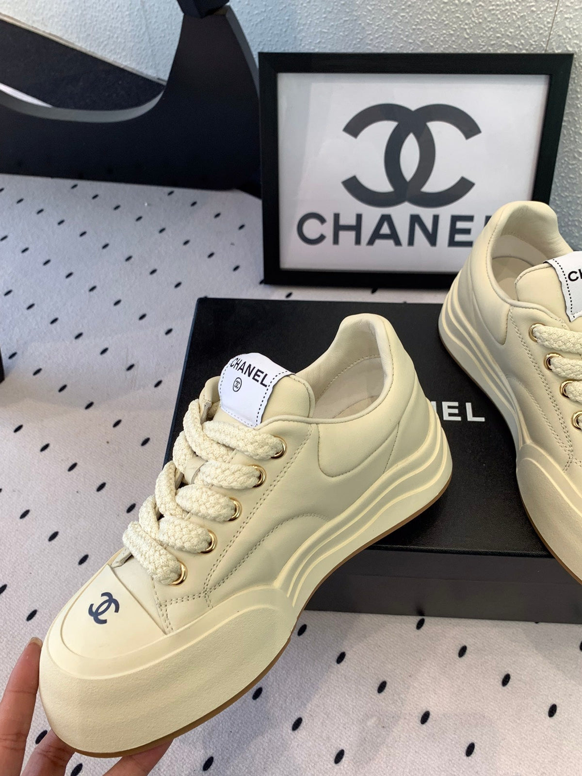 CC Sneaker 50mm In Ivory White Cowhide 147066
