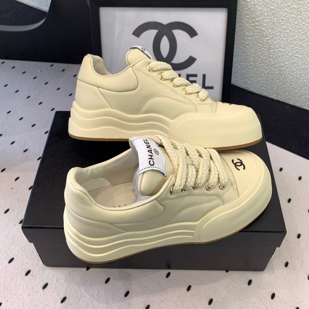 CC Sneaker 50mm In Ivory White Cowhide 147066