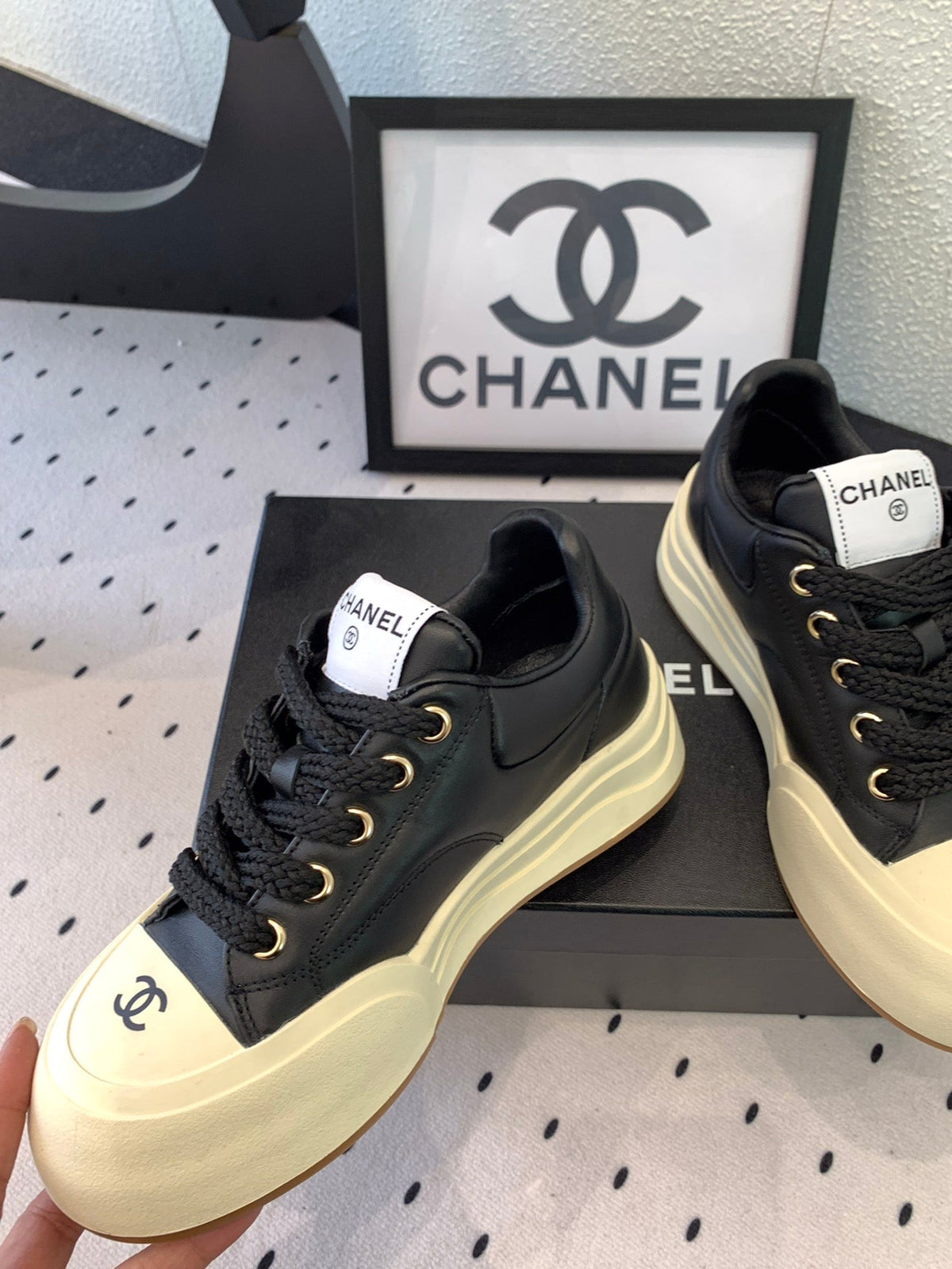 CC Sneaker 50mm In Black Cowhide 147067