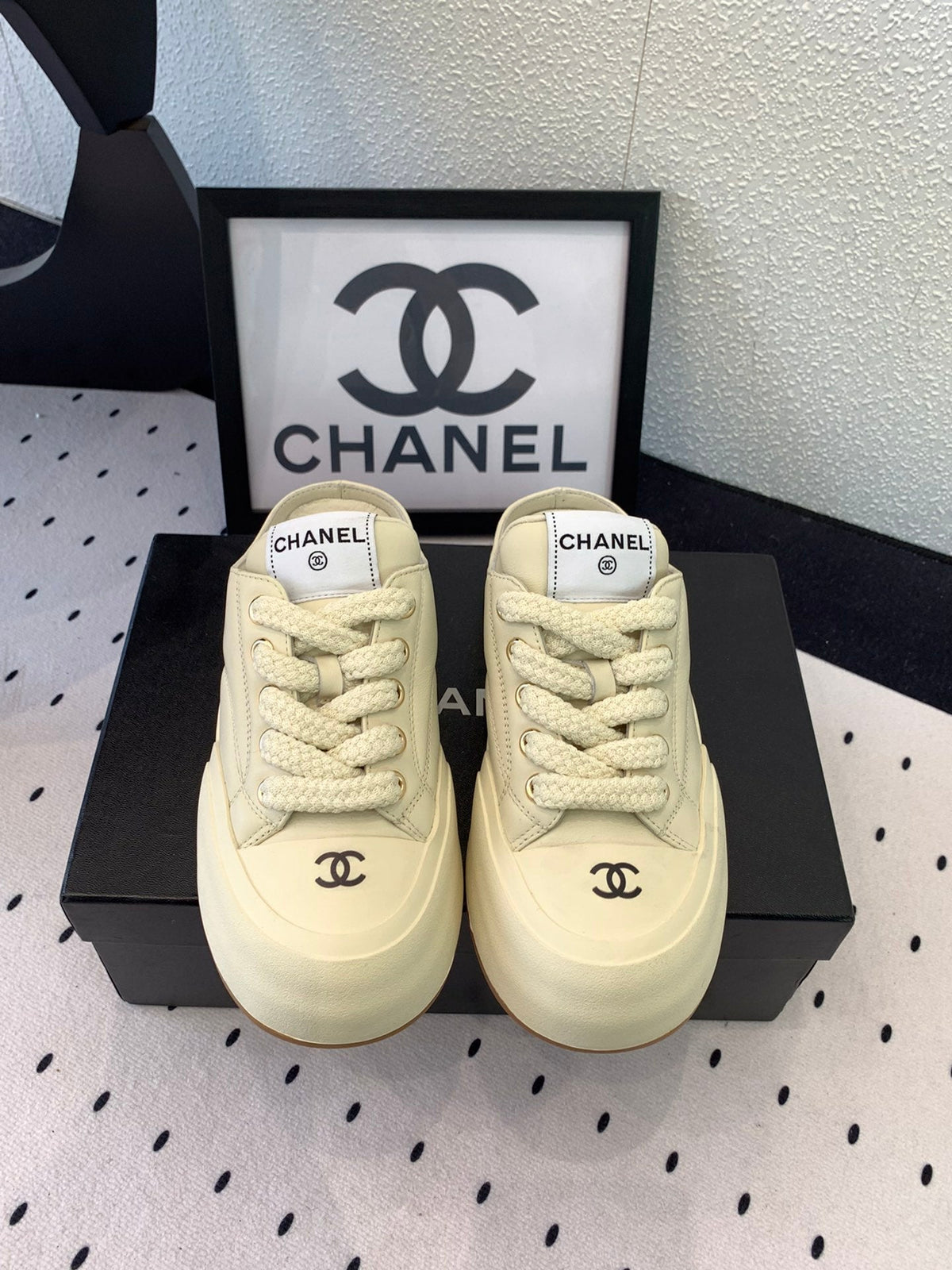 CC Mule Sneaker 50mm In Ivory White Cowhide 147069