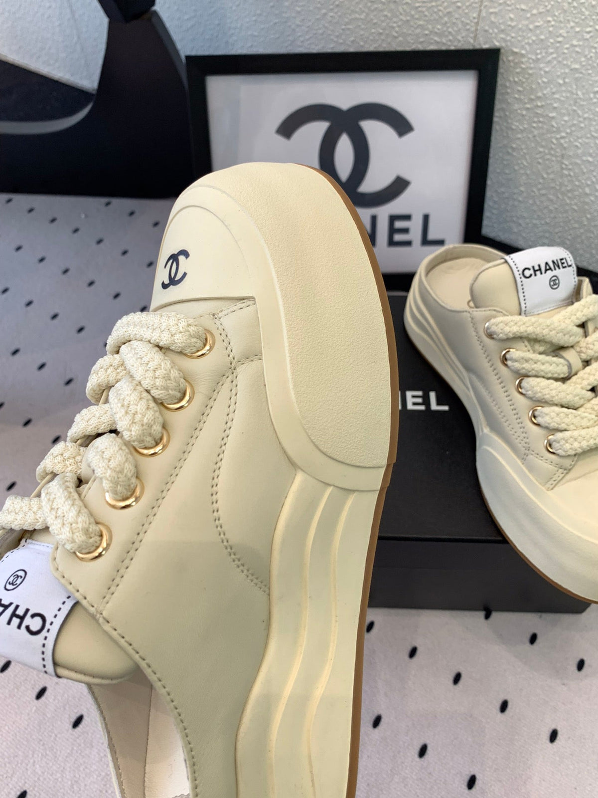 CC Mule Sneaker 50mm In Ivory White Cowhide 147069