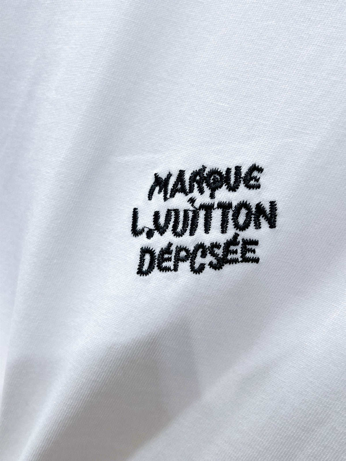 LV T-SHIRT LOGO EMBROIDERED WHITE COTTON 238805