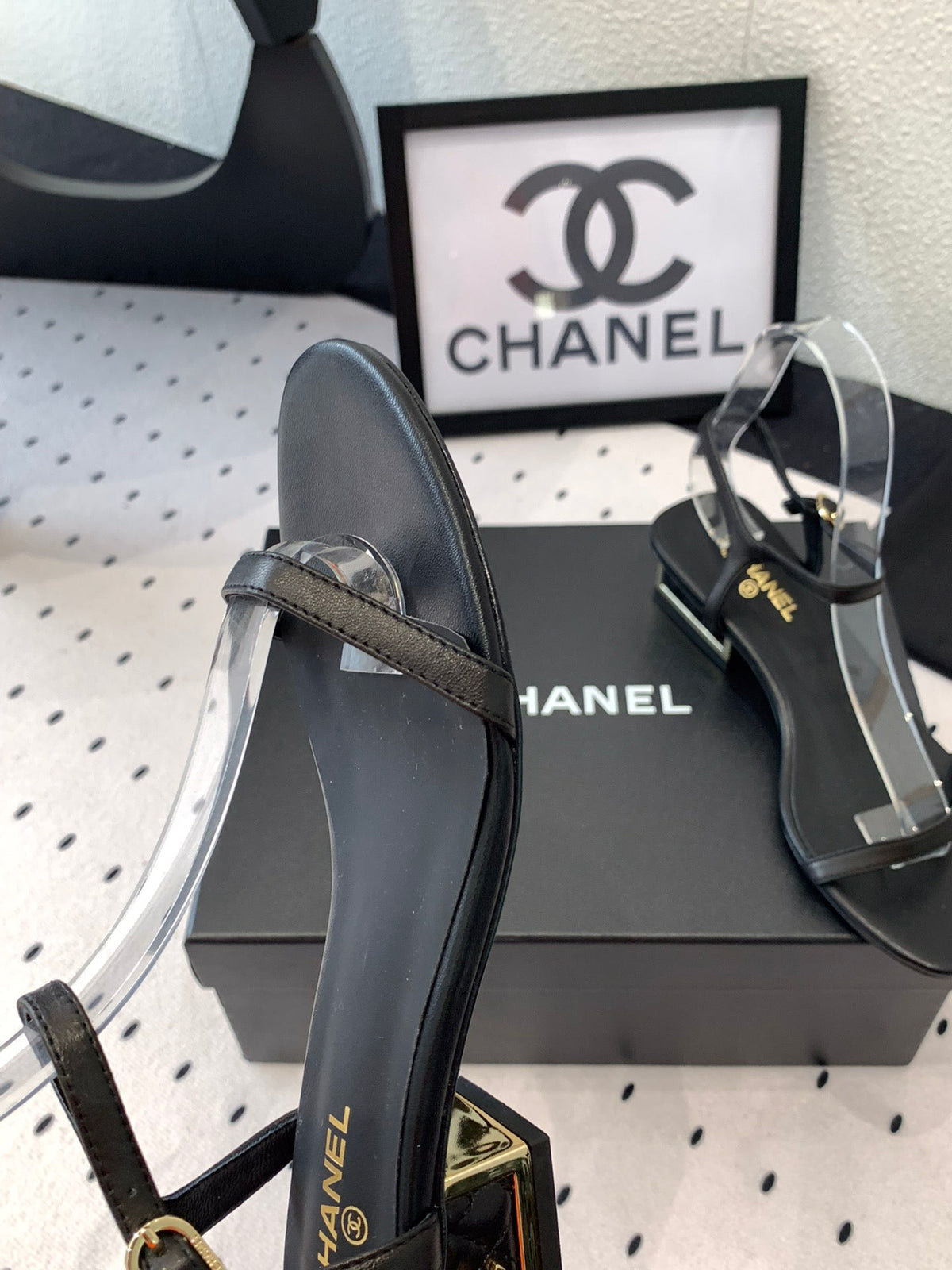 CC Sandal In Black Lambskin 147090